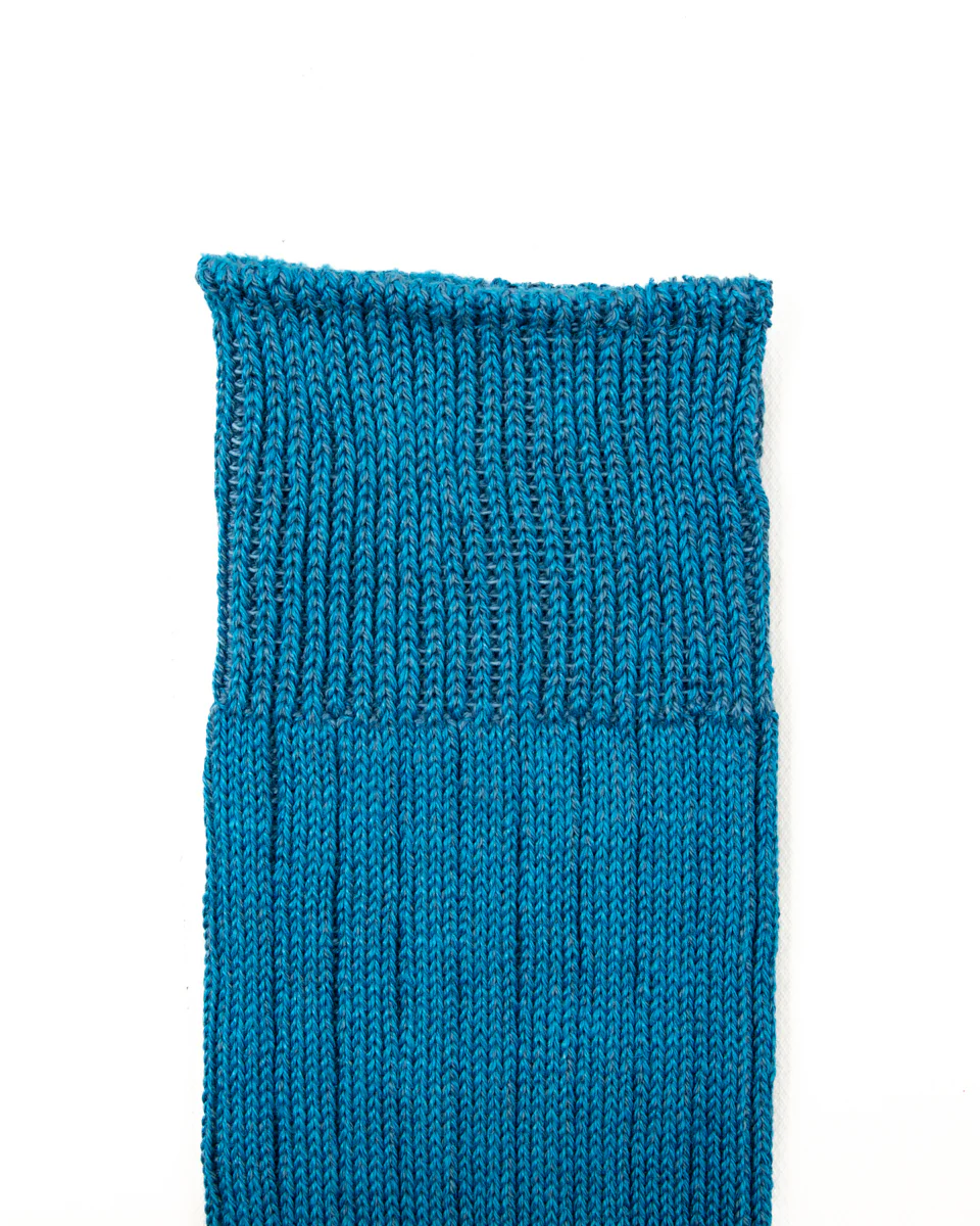Linen/Cotton Ribbed Crew Socks - Blue 7 Linen/Cotton Ribbed Crew Socks - Blue