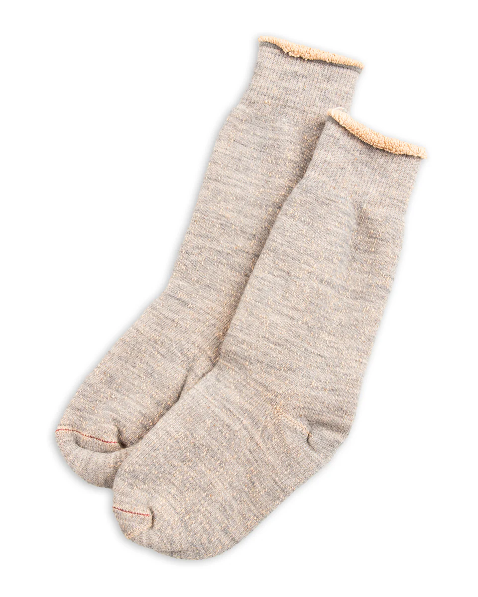 Double Face Merino/Organic Cotton Socks - Gray/Brown