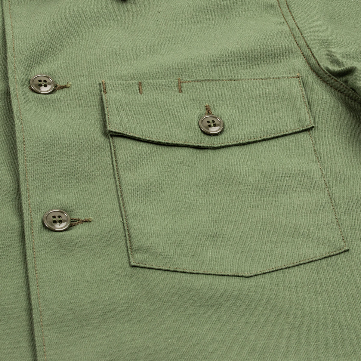 Cotton Sateen Shirt S/S - Olive Green 11 Cotton Sateen Shirt S/S - Olive Green