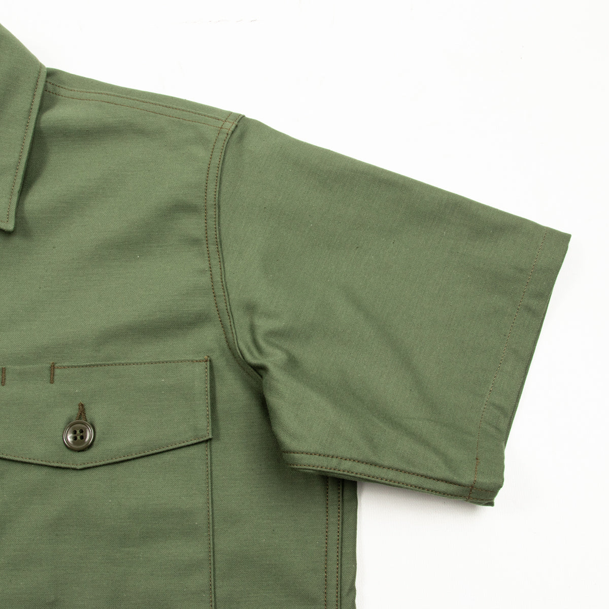 Cotton Sateen Shirt S/S - Olive Green 14 Cotton Sateen Shirt S/S - Olive Green