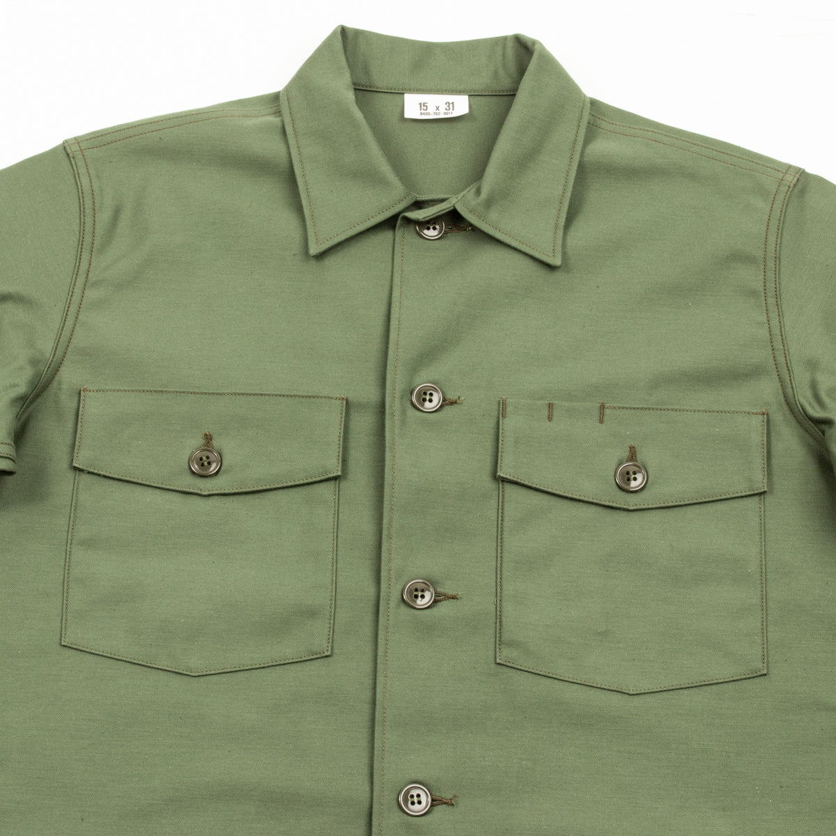 Cotton Sateen Shirt S/S - Olive Green 8 Cotton Sateen Shirt S/S - Olive Green