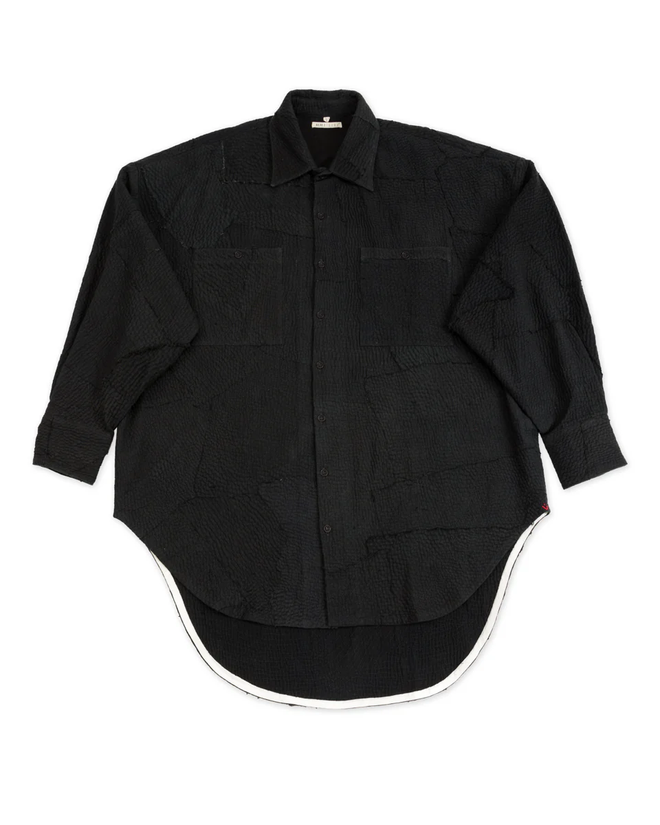 V Boy Shirt - Black Patchwork