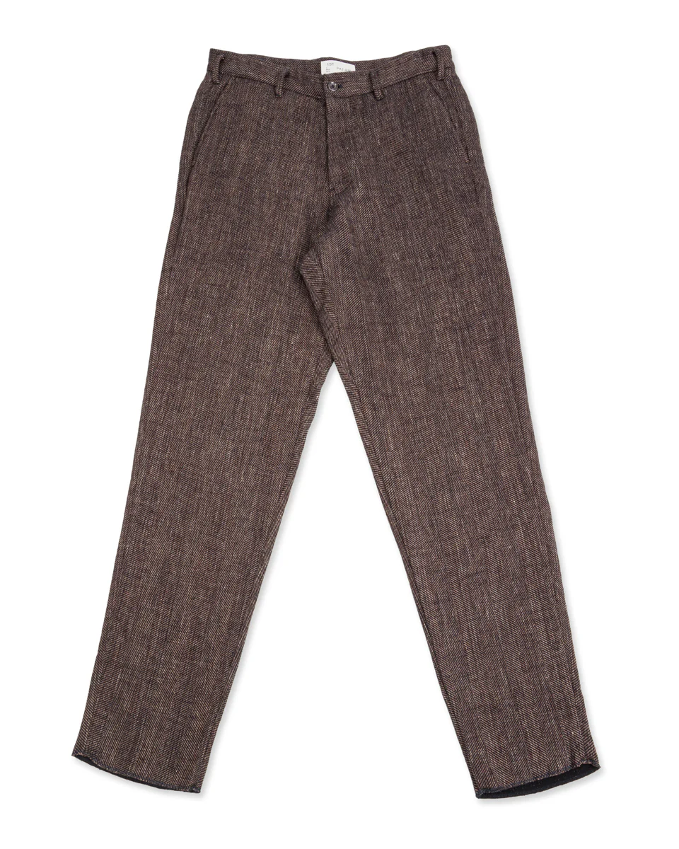Logan Trousers - Melange Brown Herringbone 1 Logan Trousers - Melange Brown Herringbone