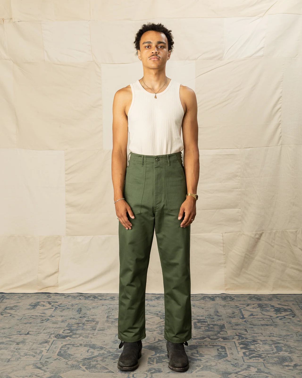 High Waist Fatigue Pants - Green 5 High Waist Fatigue Pants - Green