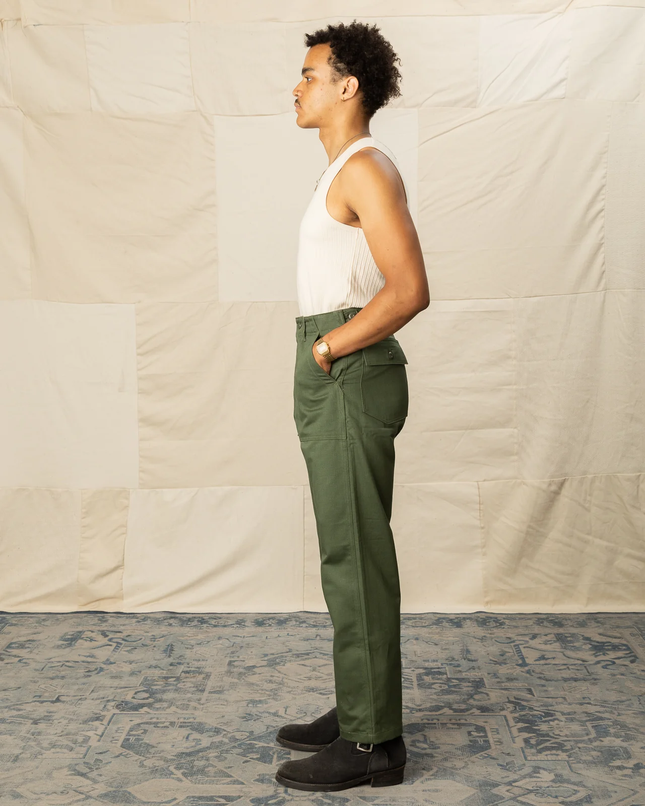 High Waist Fatigue Pants - Green 6 High Waist Fatigue Pants - Green