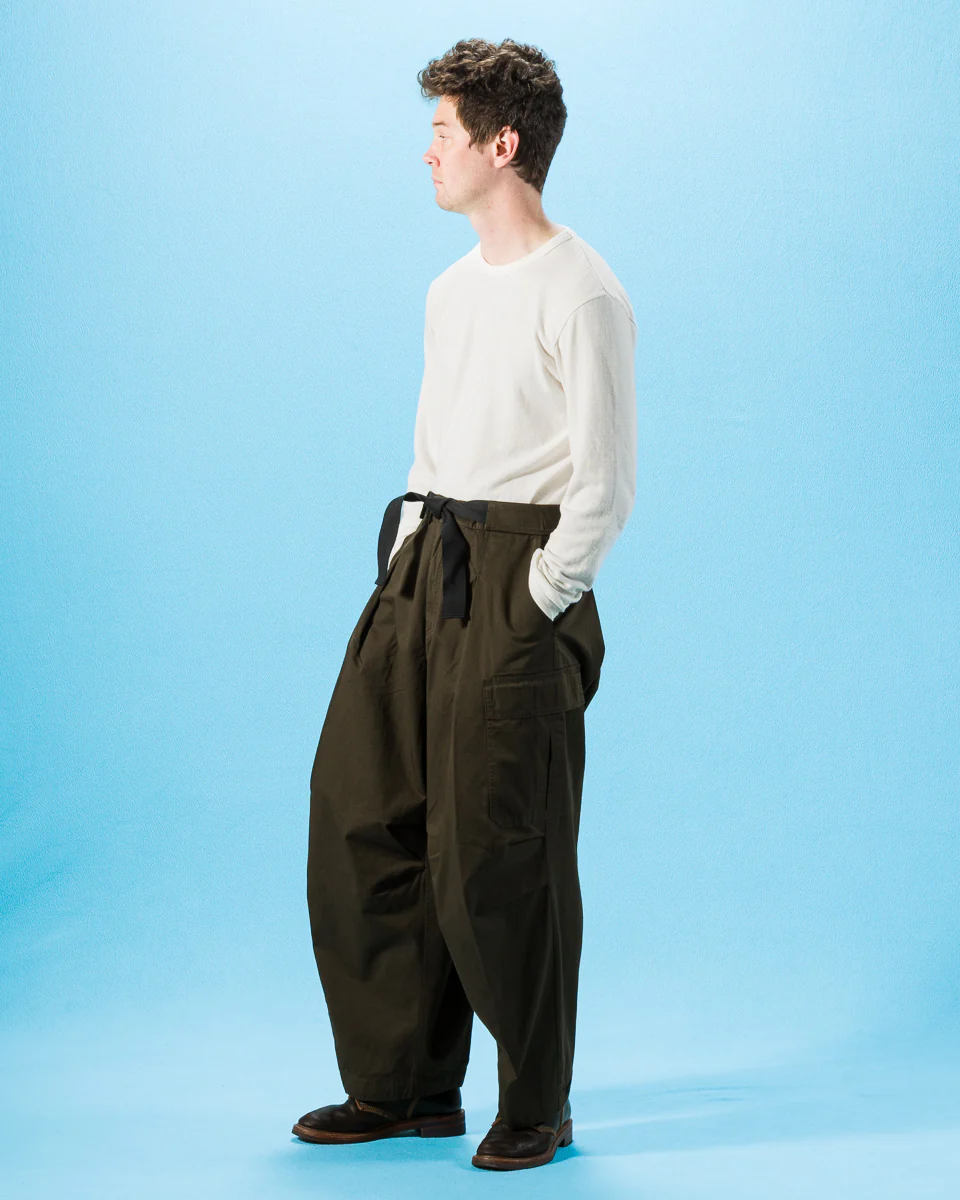 Benny Super Wide Balloon Trouser - Olive Drill 4 Benny Super Wide Balloon Trouser - Olive Drill