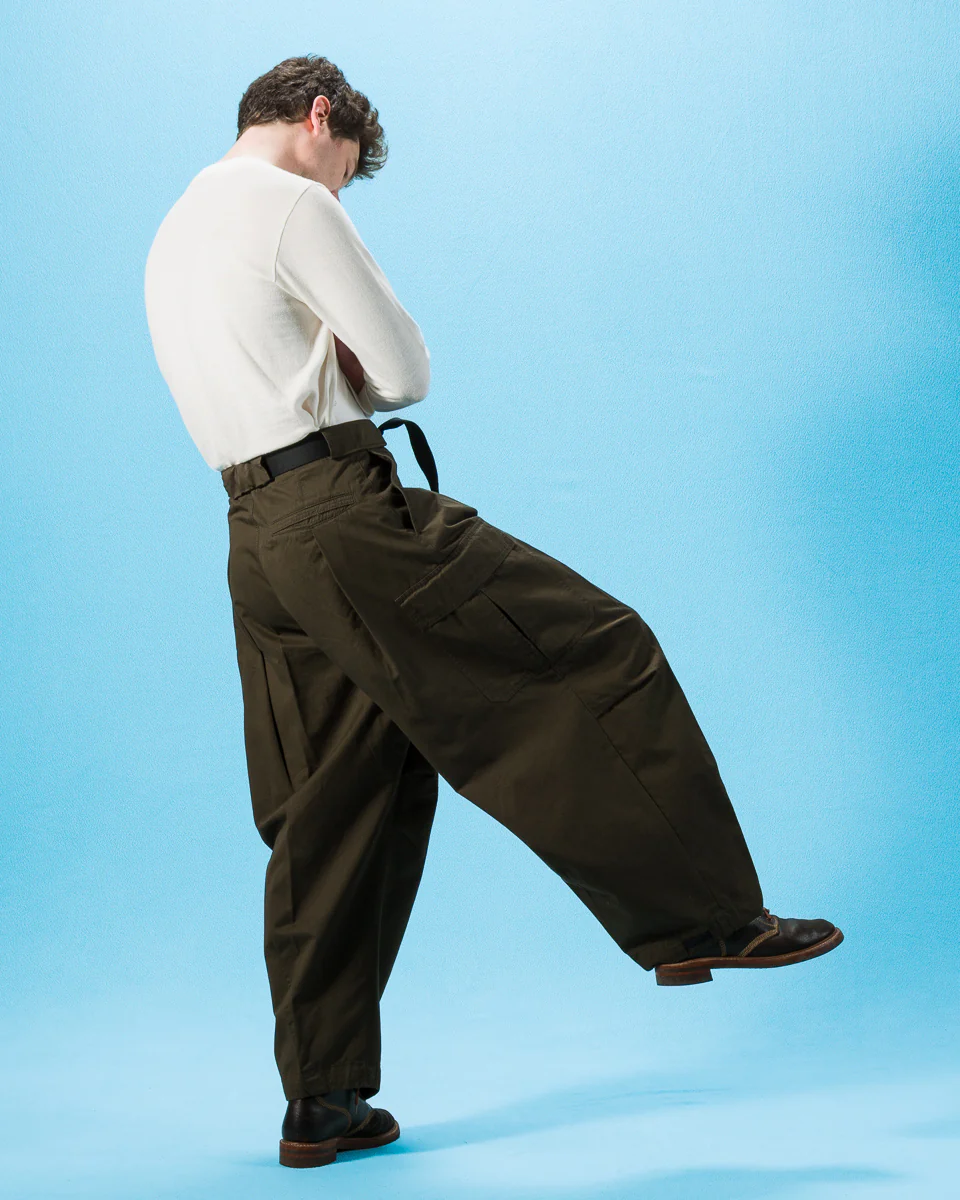 Benny Super Wide Balloon Trouser - Olive Drill 5 Benny Super Wide Balloon Trouser - Olive Drill