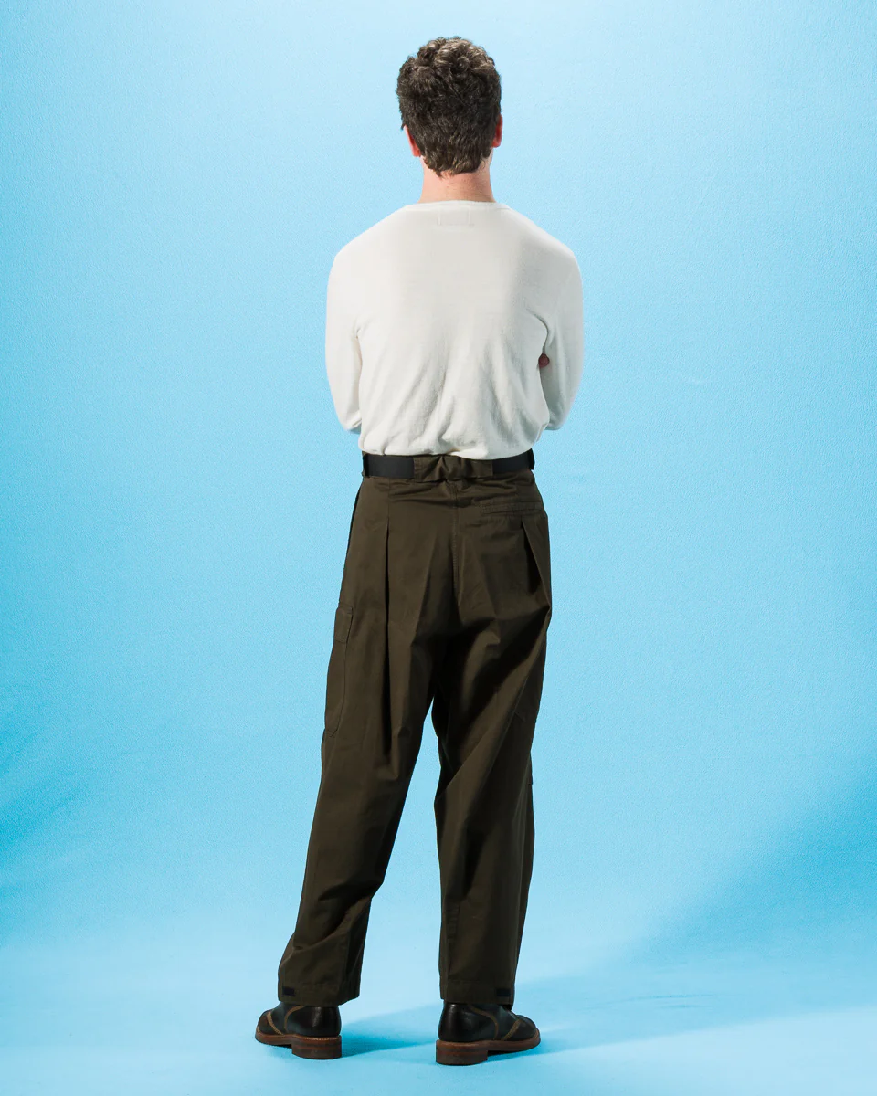 Benny Super Wide Balloon Trouser - Olive Drill 6 Benny Super Wide Balloon Trouser - Olive Drill