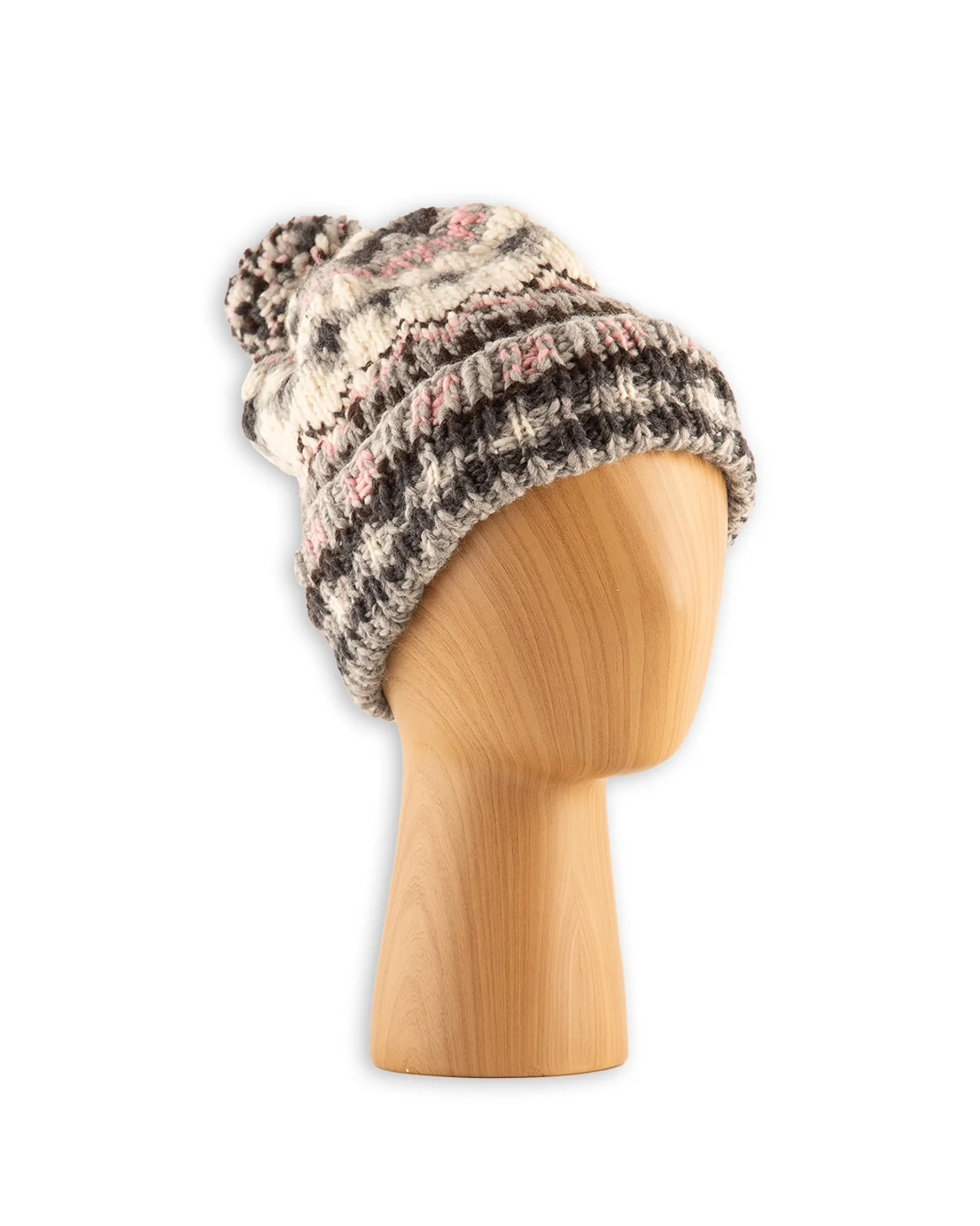 Double Cuff Cap - Fair Isle #3 - Pearl Gray Heather