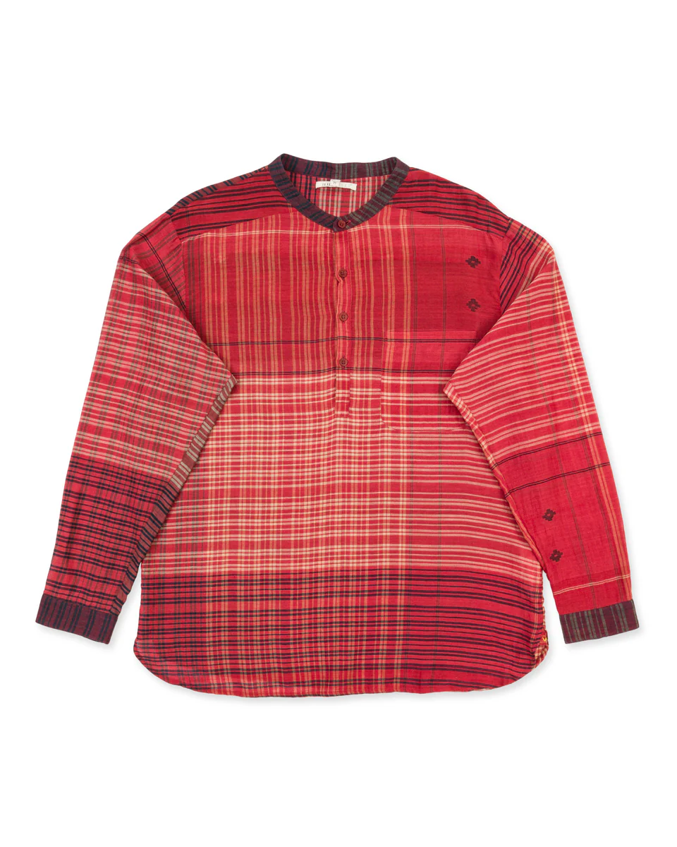 Check Jamdani Top - Red/Multi