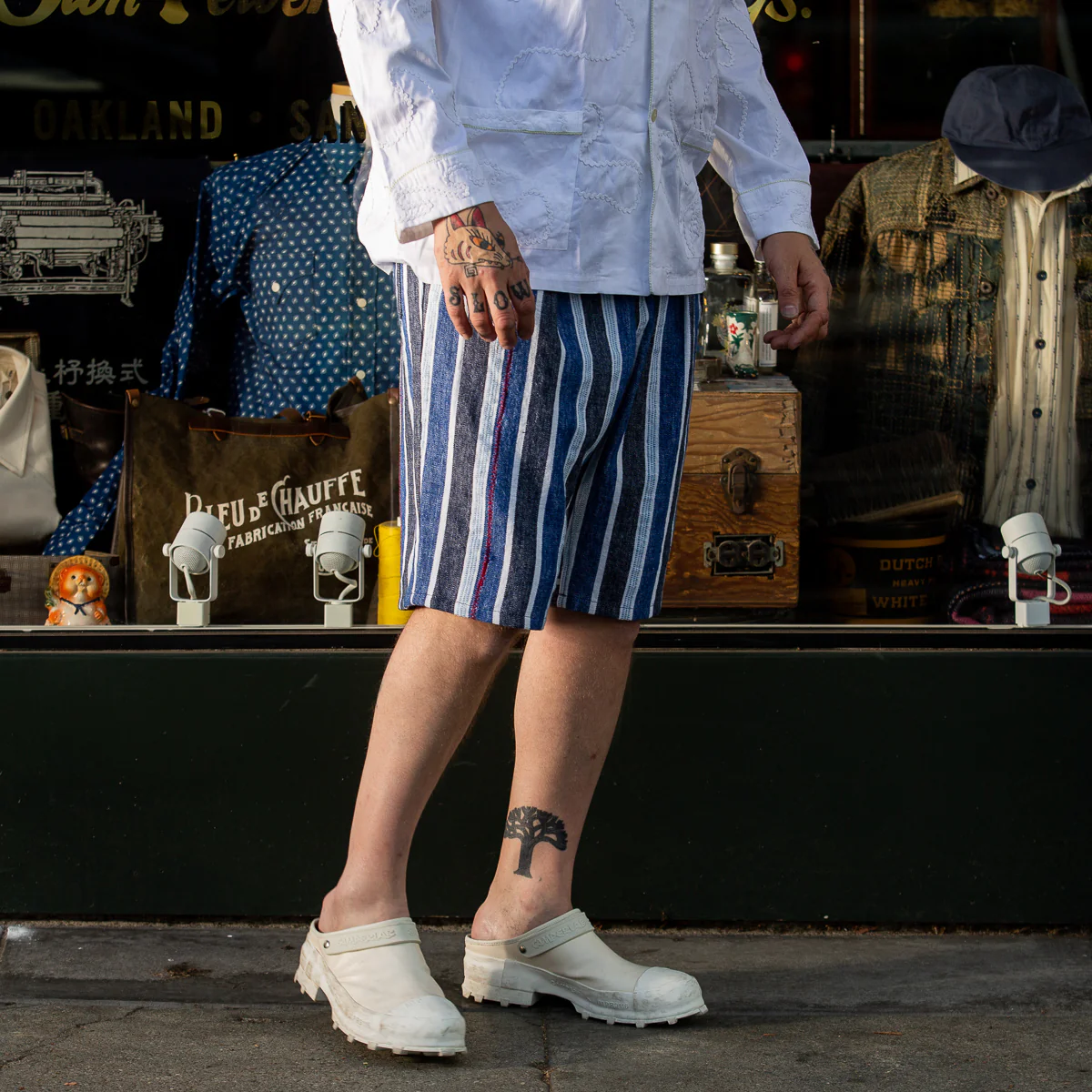 Drop Crotch Shorts - Indigo Mud Cloth 3 Drop Crotch Shorts - Indigo Mud Cloth