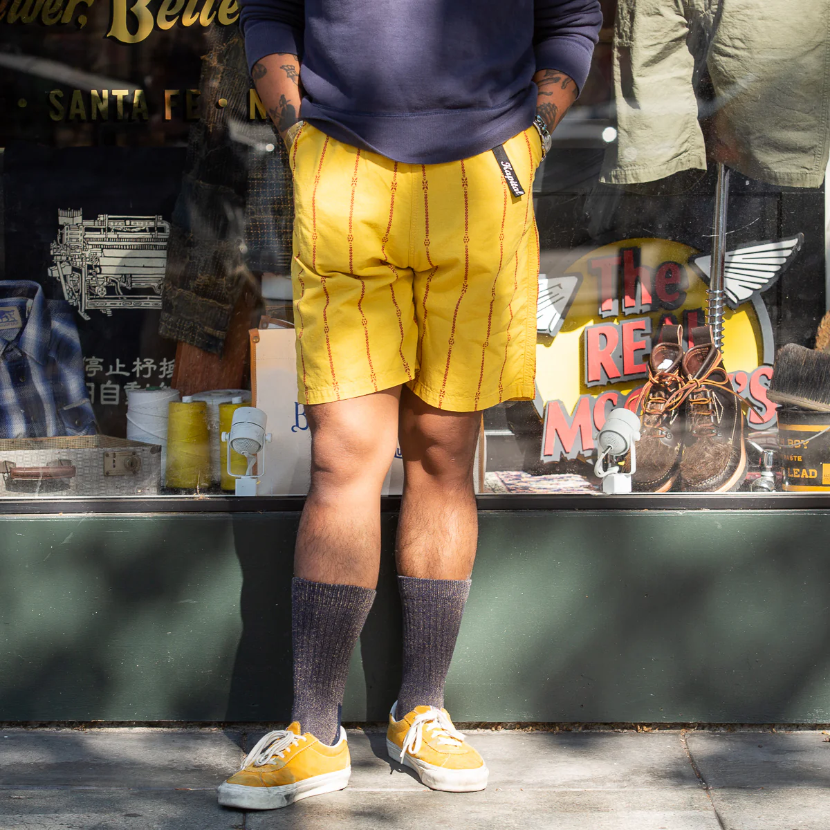 Cotton Linen SIAM Stripe EASY Shorts - Yellow 3 Cotton Linen SIAM Stripe EASY Shorts - Yellow