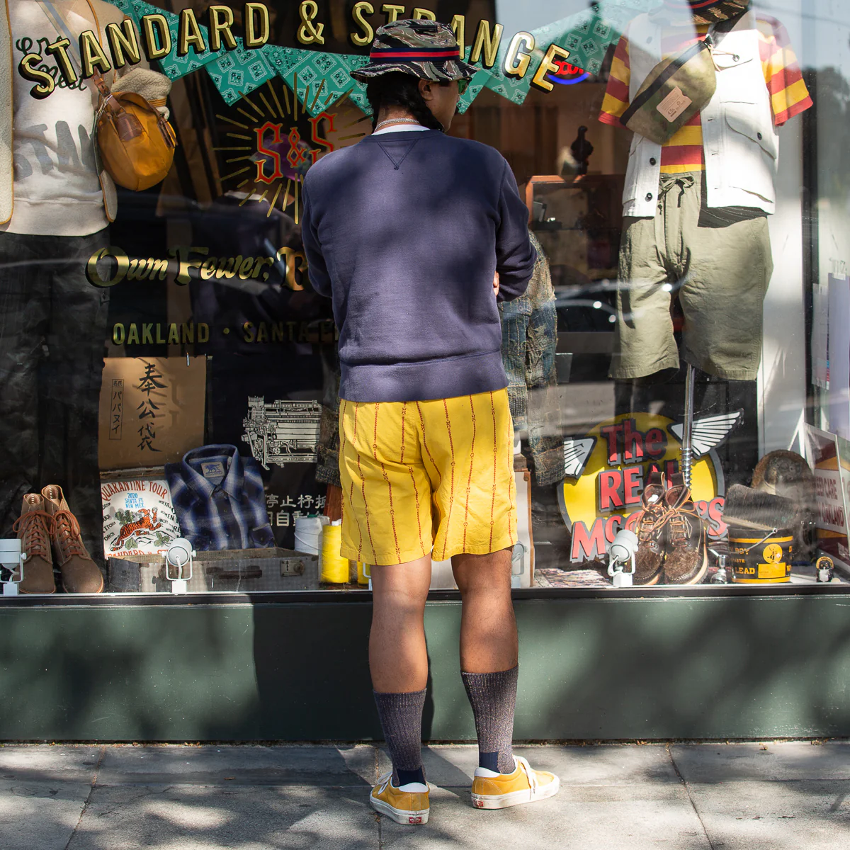 Cotton Linen SIAM Stripe EASY Shorts - Yellow 4 Cotton Linen SIAM Stripe EASY Shorts - Yellow