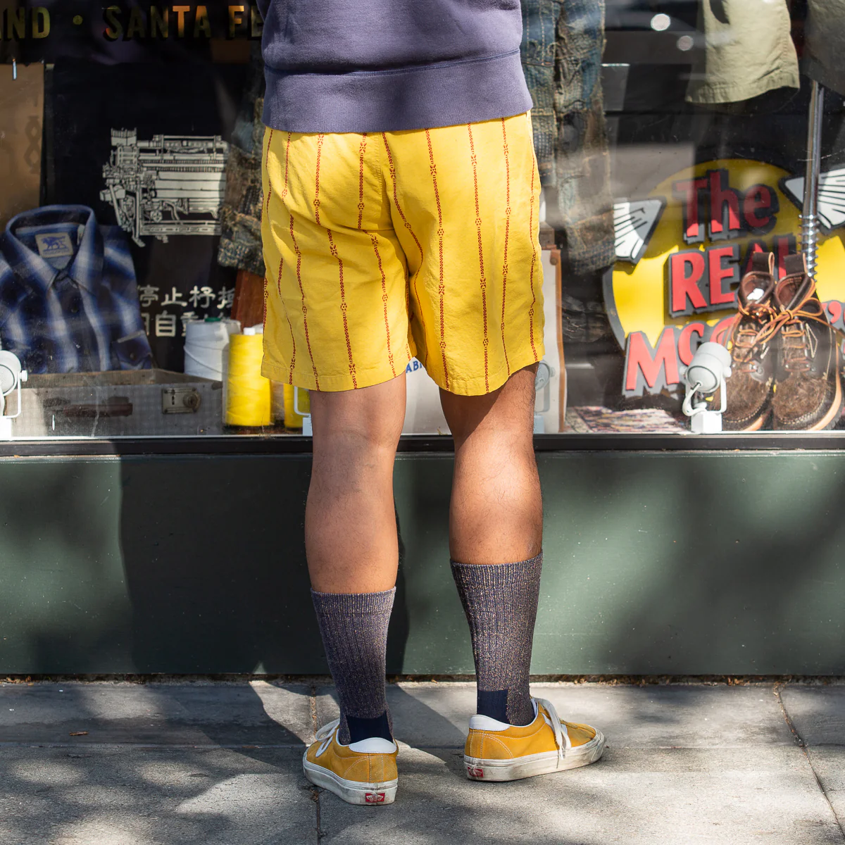 Cotton Linen SIAM Stripe EASY Shorts - Yellow 5 Cotton Linen SIAM Stripe EASY Shorts - Yellow
