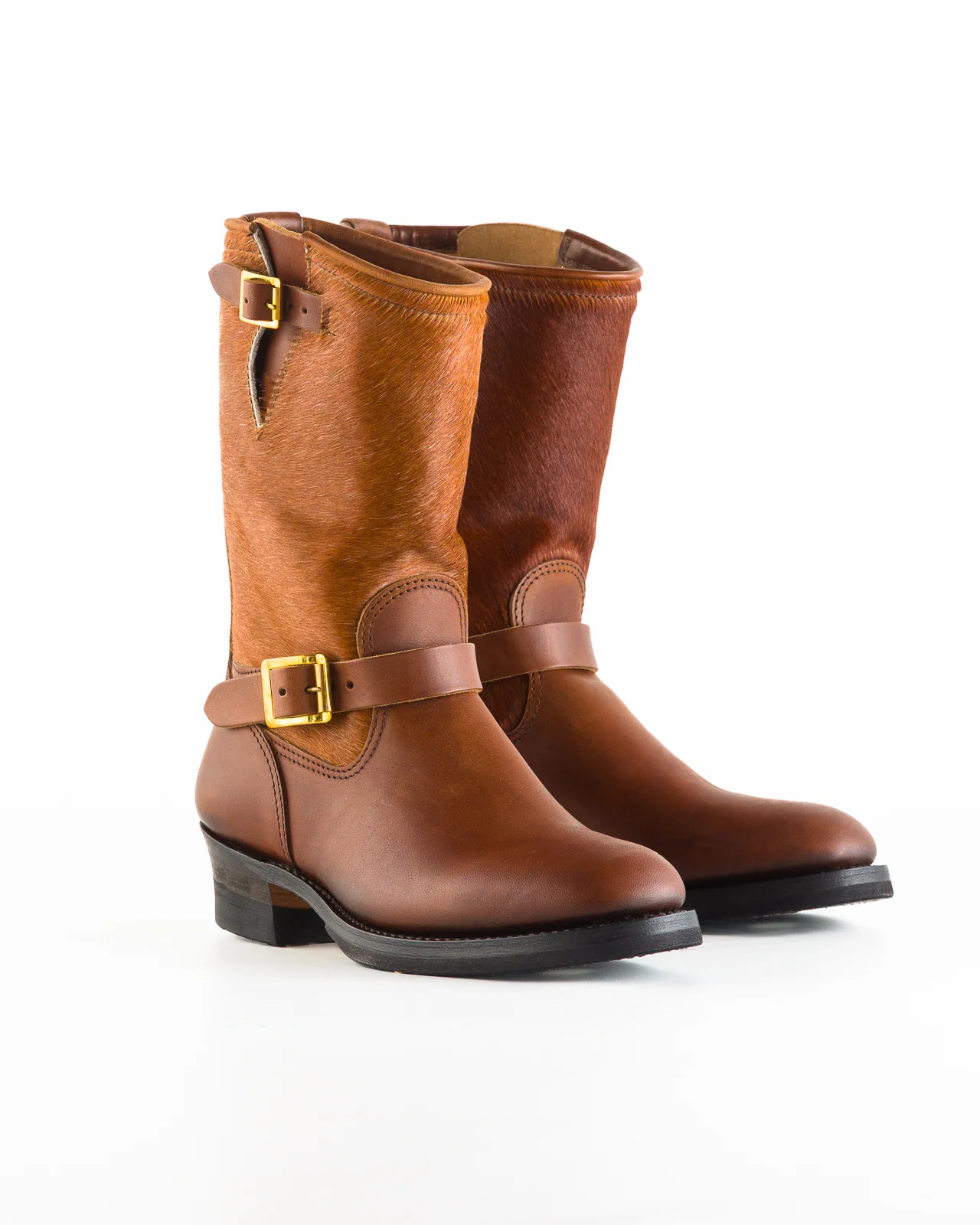 S&S x Attractions 444 Engineer Boot - Brown Horsehair