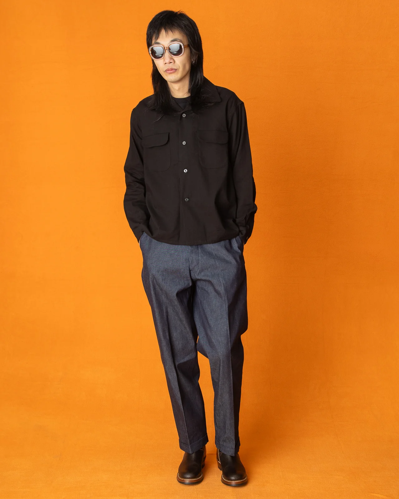 Double Cloth Flap Pocket Shirt - Black 5 Double Cloth Flap Pocket Shirt - Black
