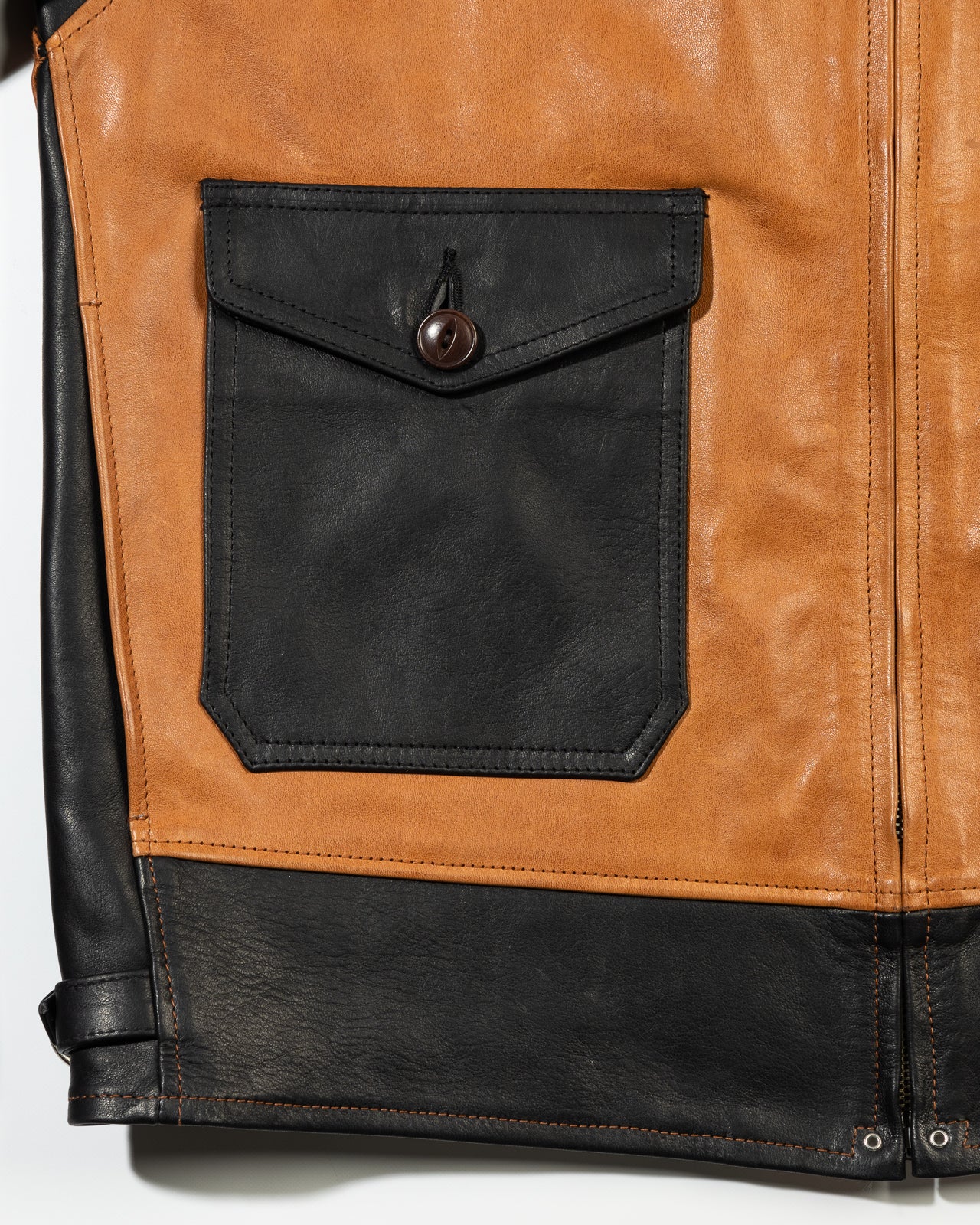Horsehide A-1 Zip Jacket - Black / Brown 16 Horsehide A-1 Zip Jacket - Black / Brown