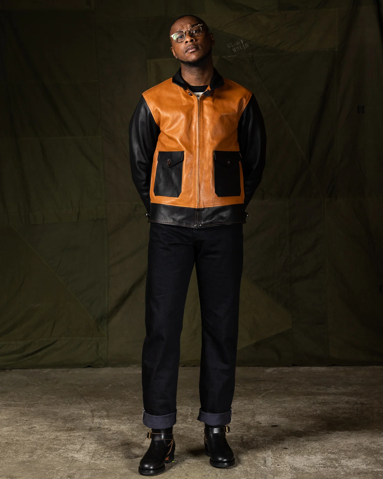 Horsehide A-1 Zip Jacket - Black / Brown 5 Horsehide A-1 Zip Jacket - Black / Brown