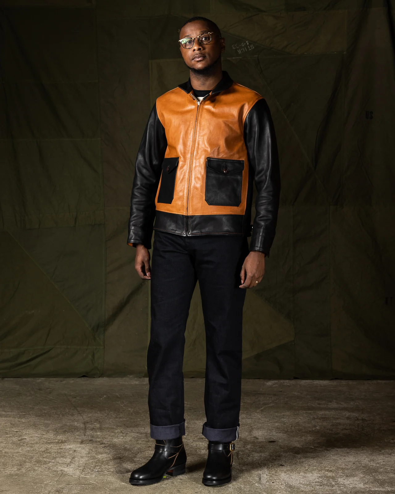 Horsehide A-1 Zip Jacket - Black / Brown 6 Horsehide A-1 Zip Jacket - Black / Brown