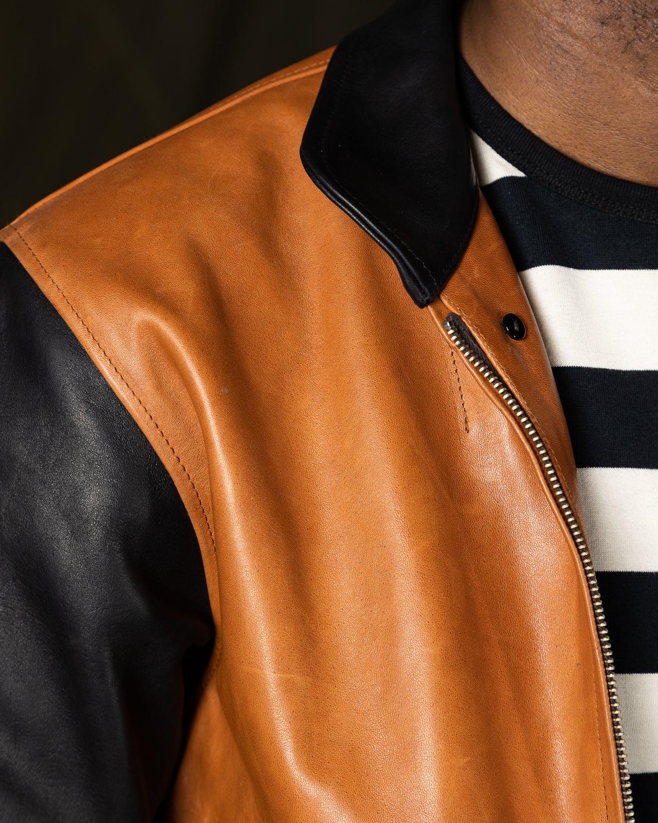 Horsehide A-1 Zip Jacket - Black / Brown 8 Horsehide A-1 Zip Jacket - Black / Brown