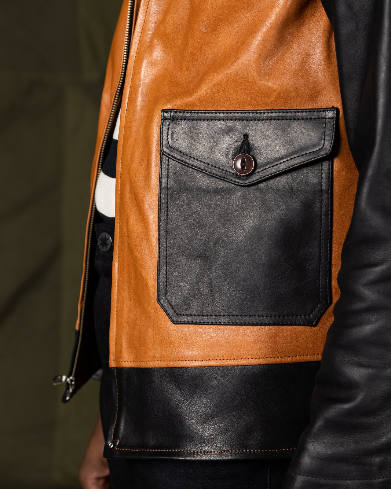 Horsehide A-1 Zip Jacket - Black / Brown 9 Horsehide A-1 Zip Jacket - Black / Brown