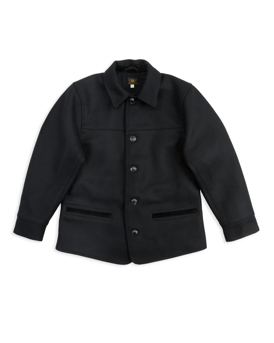 1930s Wool Melton Duce Coat - Midnight Black