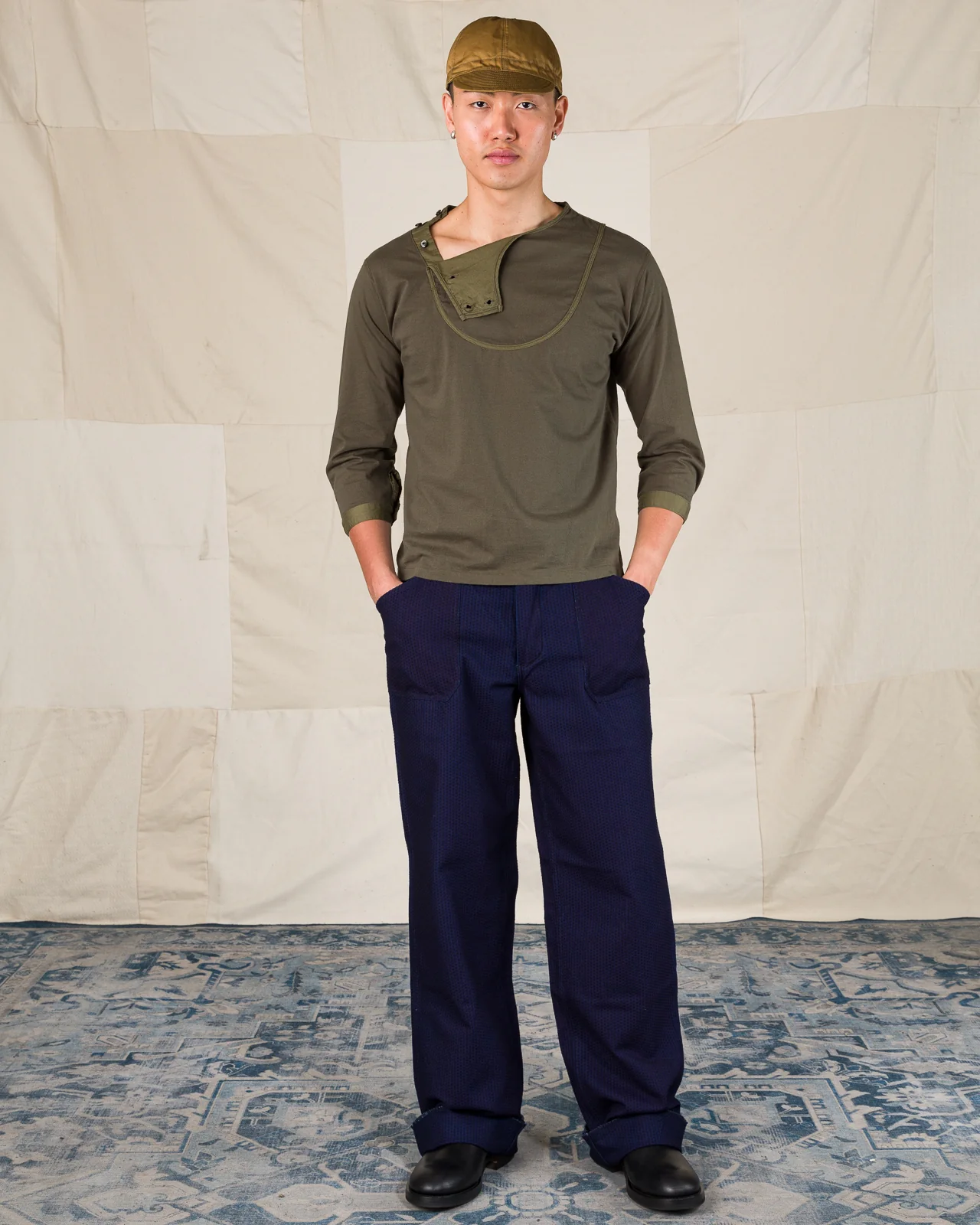 3/4 Sleeve Double Breasted Underwear - Soldier Green 4 3/4 Sleeve Double Breasted Underwear - Soldier Green