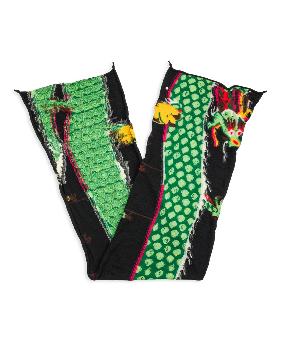 Fulling Wool HAPPY Scarf DRAGON DANCE & RAINBOW - Black 1 Fulling Wool HAPPY Scarf DRAGON DANCE & RAINBOW - Black