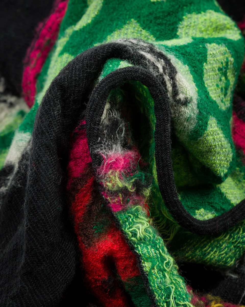 Fulling Wool HAPPY Scarf DRAGON DANCE & RAINBOW - Black 6 Fulling Wool HAPPY Scarf DRAGON DANCE & RAINBOW - Black