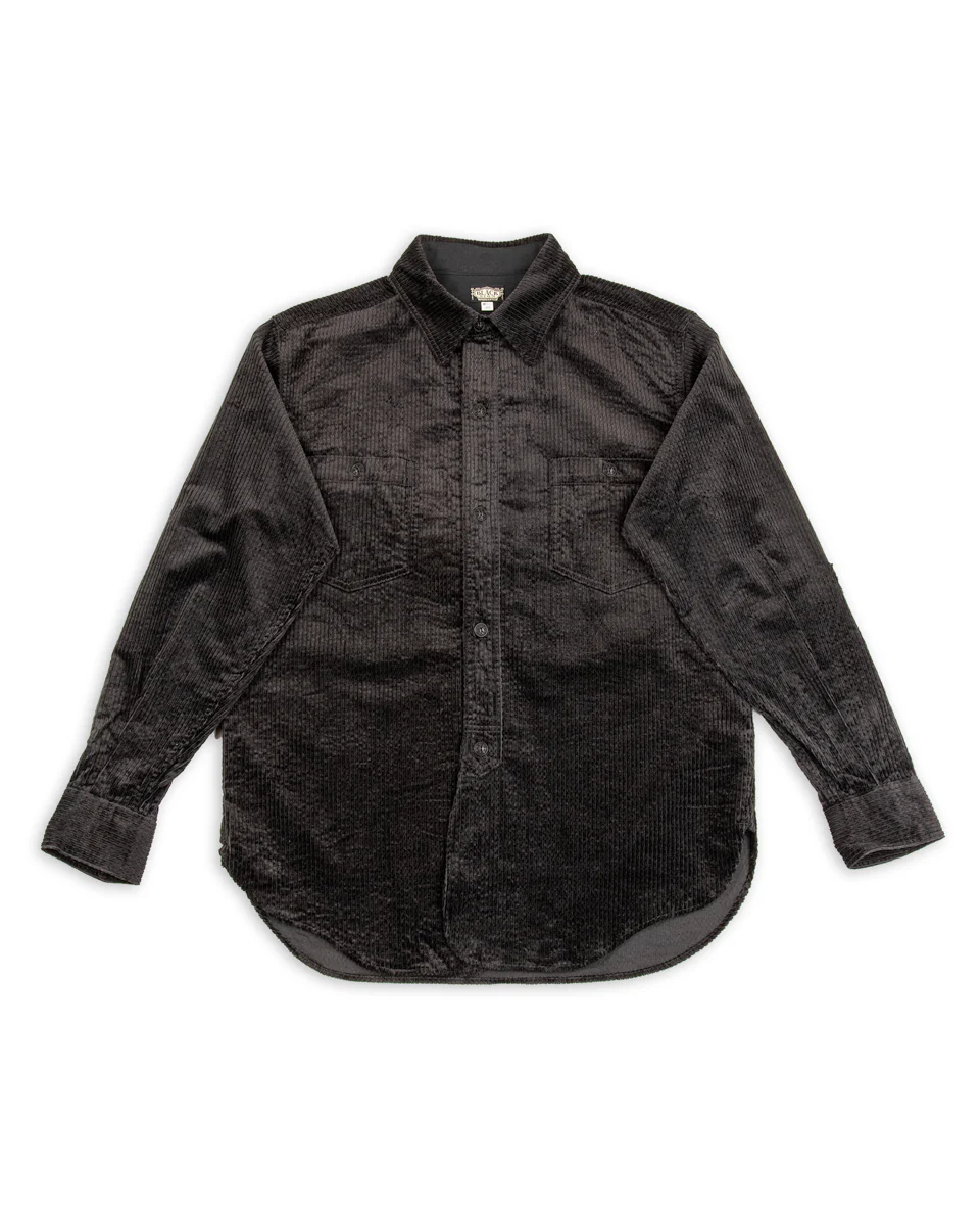 1930s Shining Cord Solder Shirt - Silky Black 1 1930s Shining Cord Solder Shirt - Silky Black