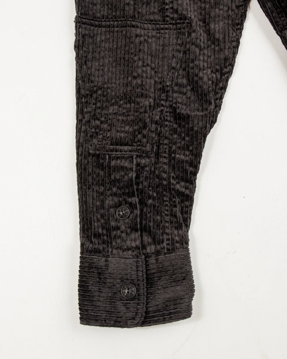 1930s Shining Cord Solder Shirt - Silky Black 10 1930s Shining Cord Solder Shirt - Silky Black