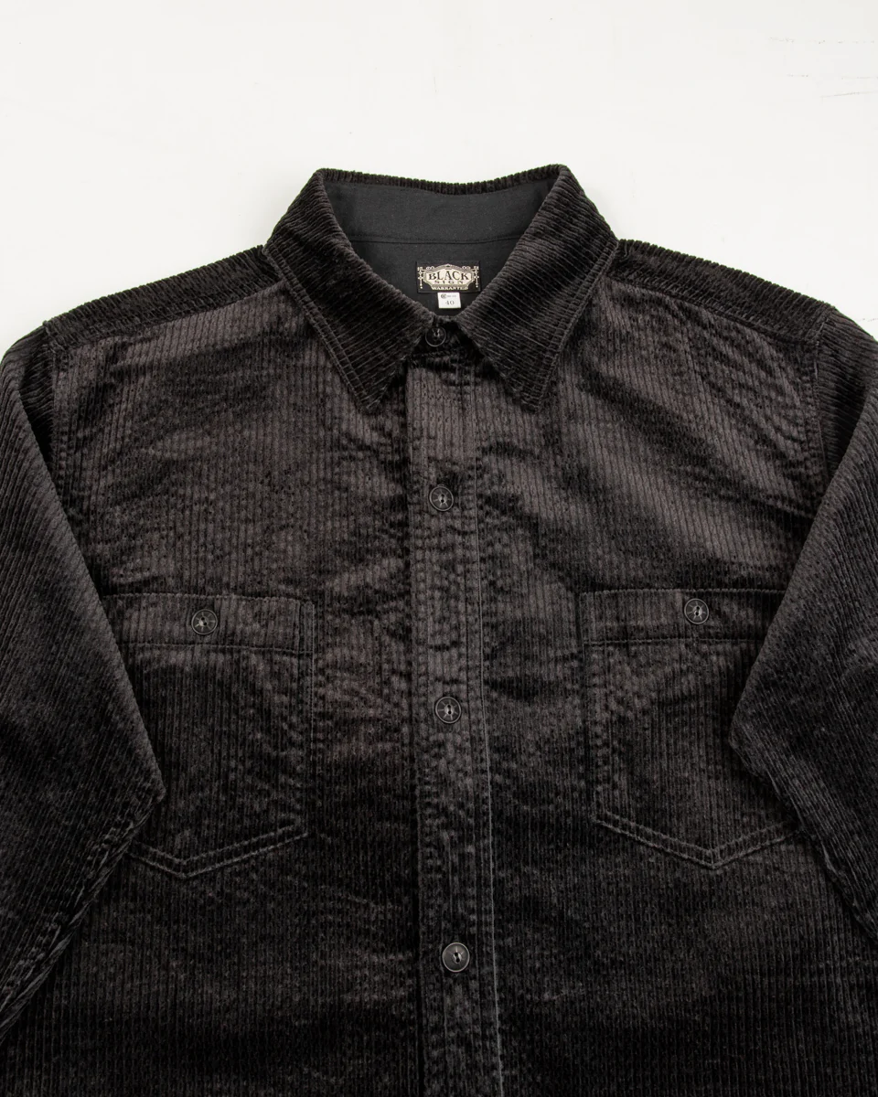 1930s Shining Cord Solder Shirt - Silky Black 6 1930s Shining Cord Solder Shirt - Silky Black