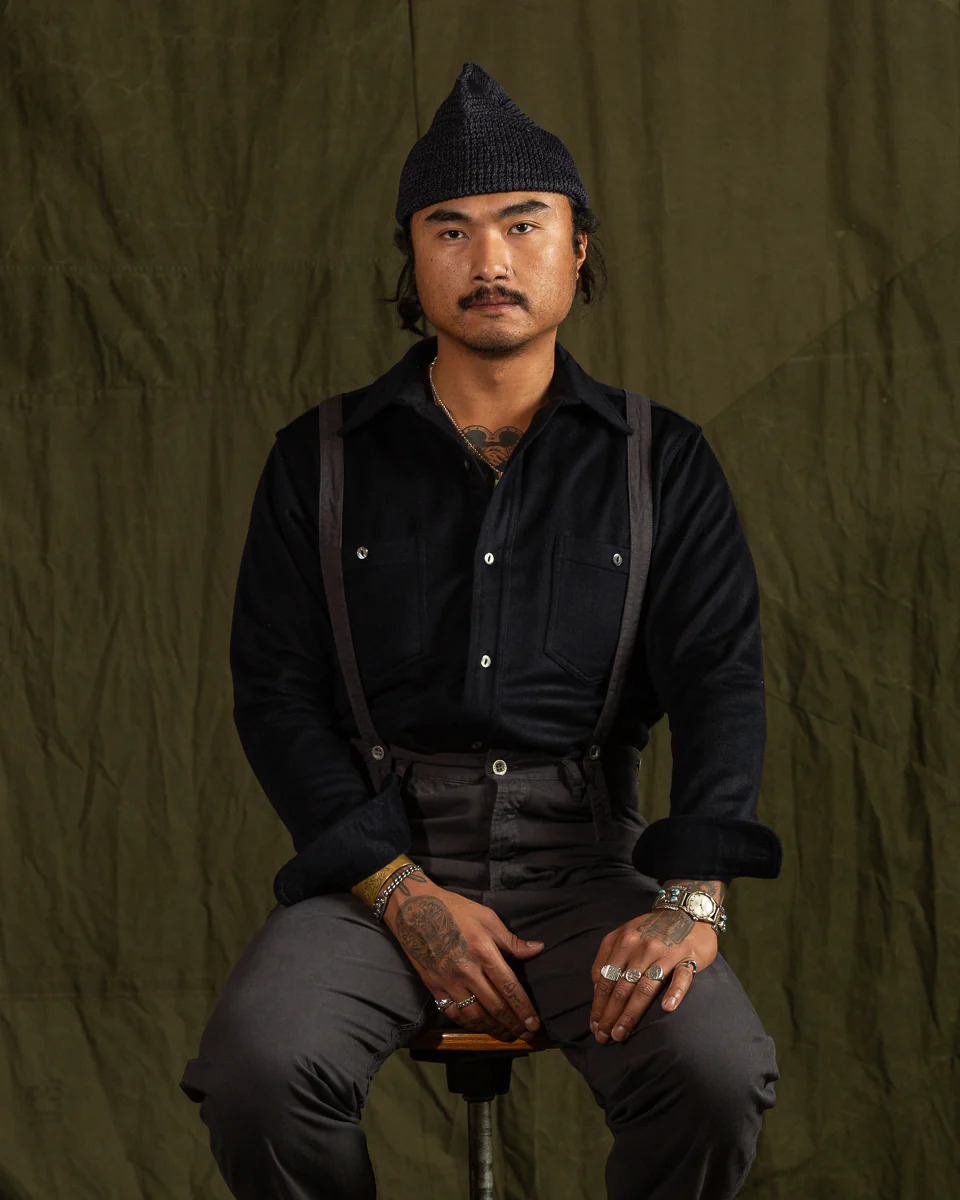 Italian Cashmere Open Pocket Work Shirt - Royal Navy 3 Italian Cashmere Open Pocket Work Shirt - Royal Navy