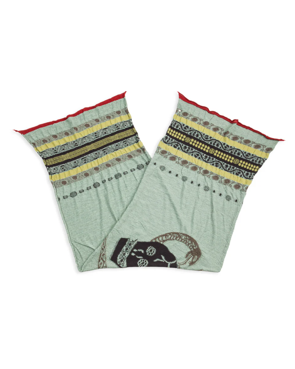 Fulling Wool Scarf COPTIC SKULL - Green 1 Fulling Wool Scarf COPTIC SKULL - Green