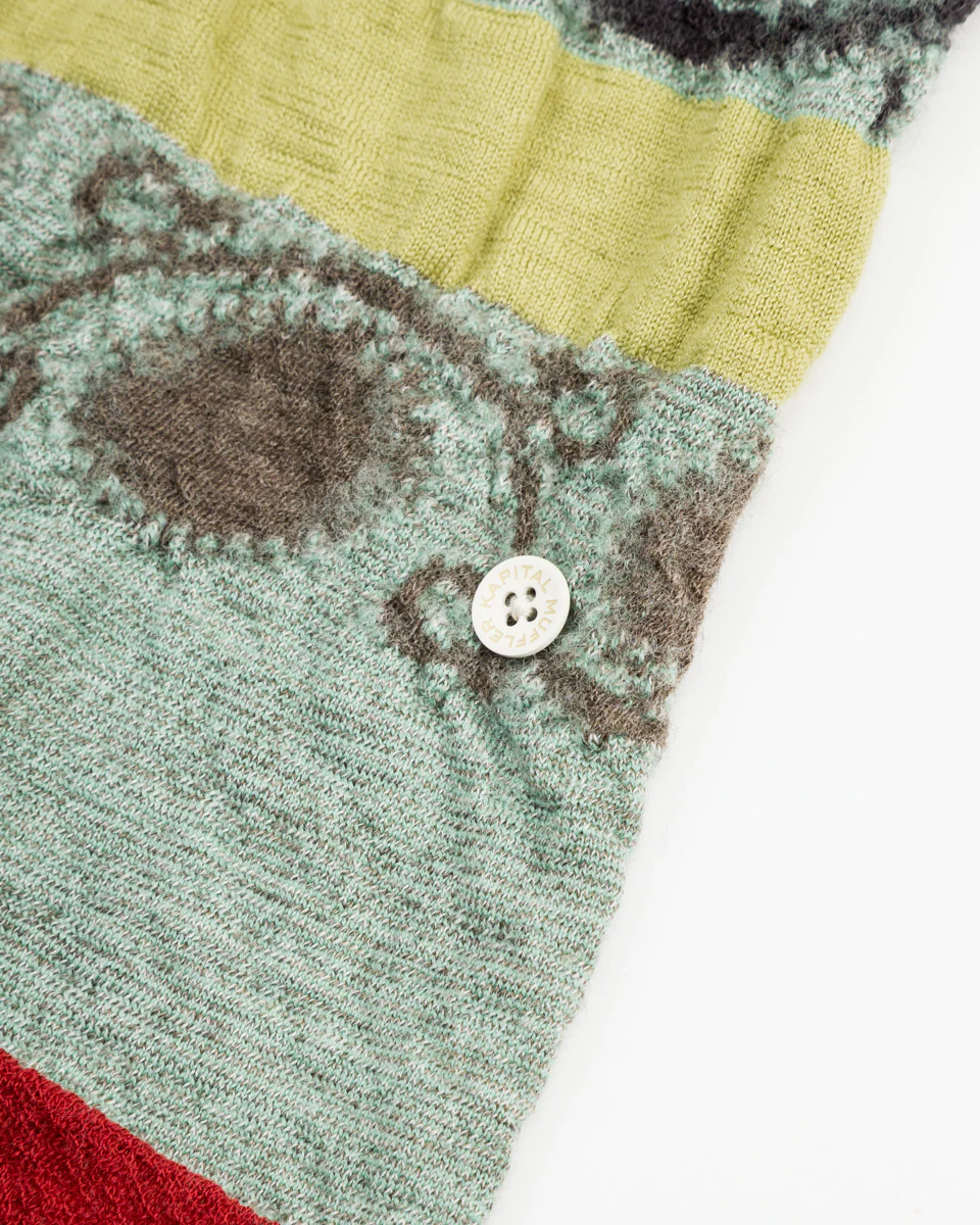 Fulling Wool Scarf COPTIC SKULL - Green 3 Fulling Wool Scarf COPTIC SKULL - Green