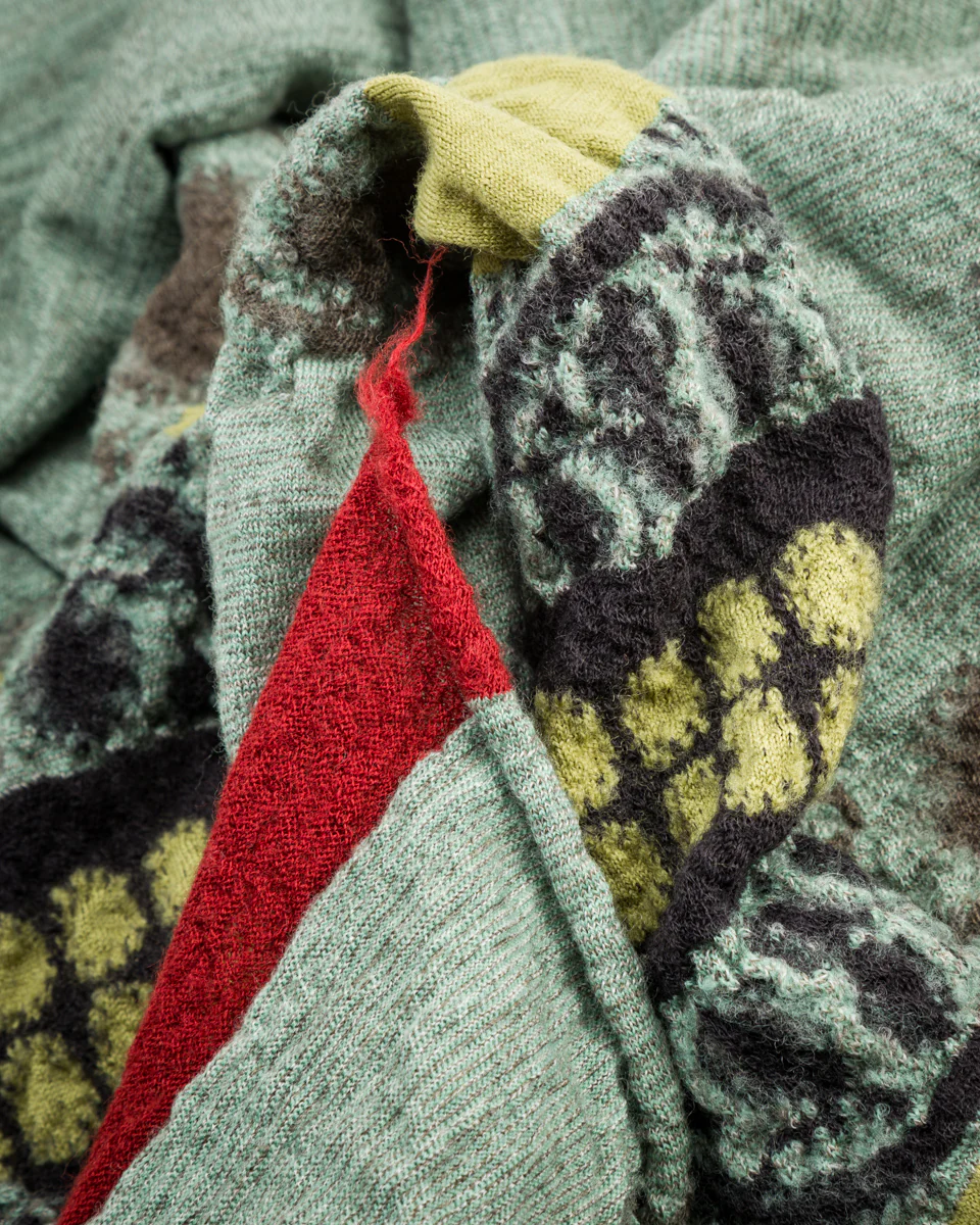 Fulling Wool Scarf COPTIC SKULL - Green 5 Fulling Wool Scarf COPTIC SKULL - Green