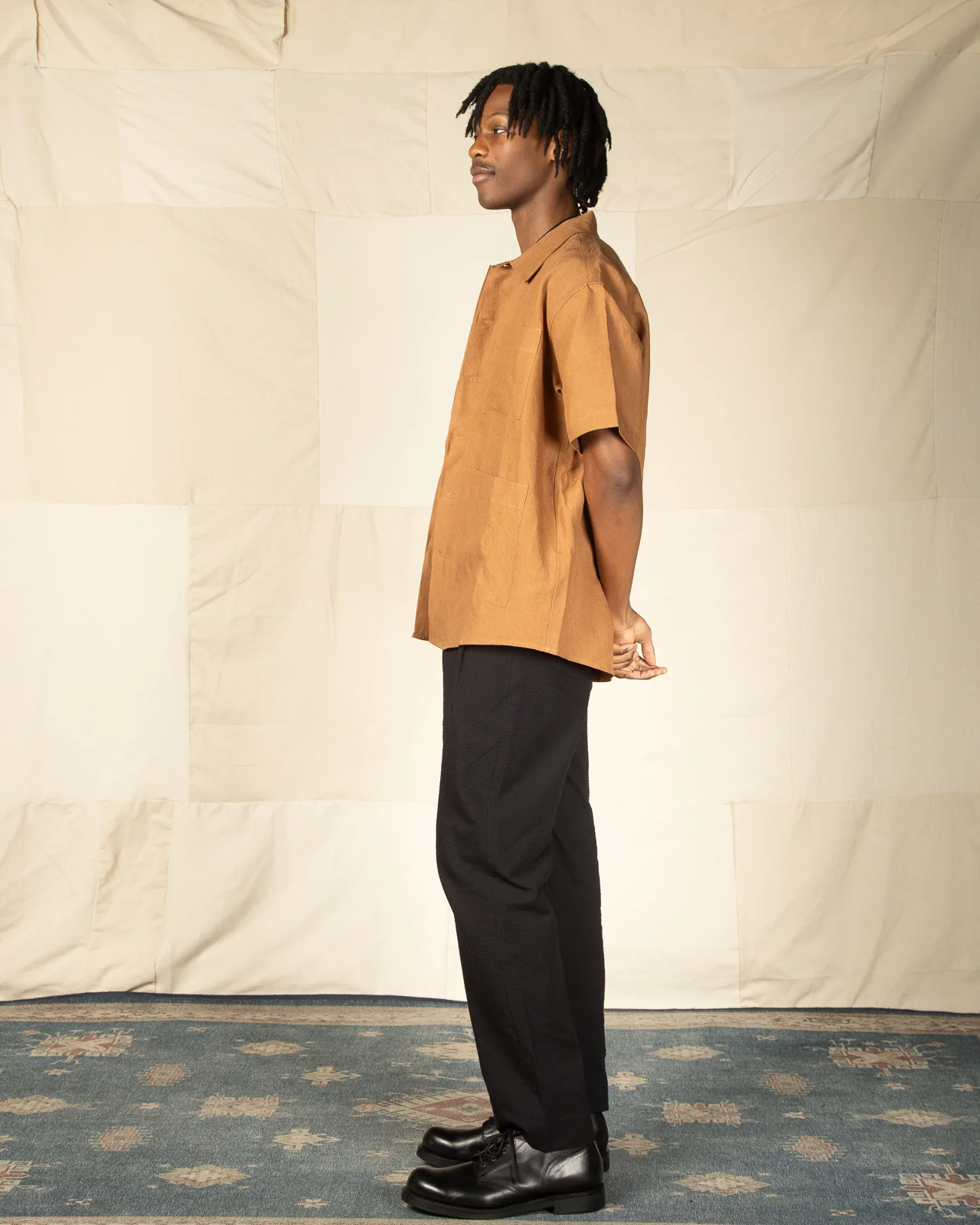 Noguchi Shirt - Cognac Belgian Linen 5 Noguchi Shirt - Cognac Belgian Linen