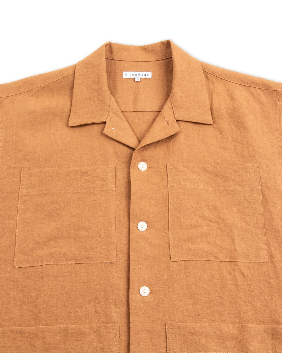 Noguchi Shirt - Cognac Belgian Linen 7 Noguchi Shirt - Cognac Belgian Linen