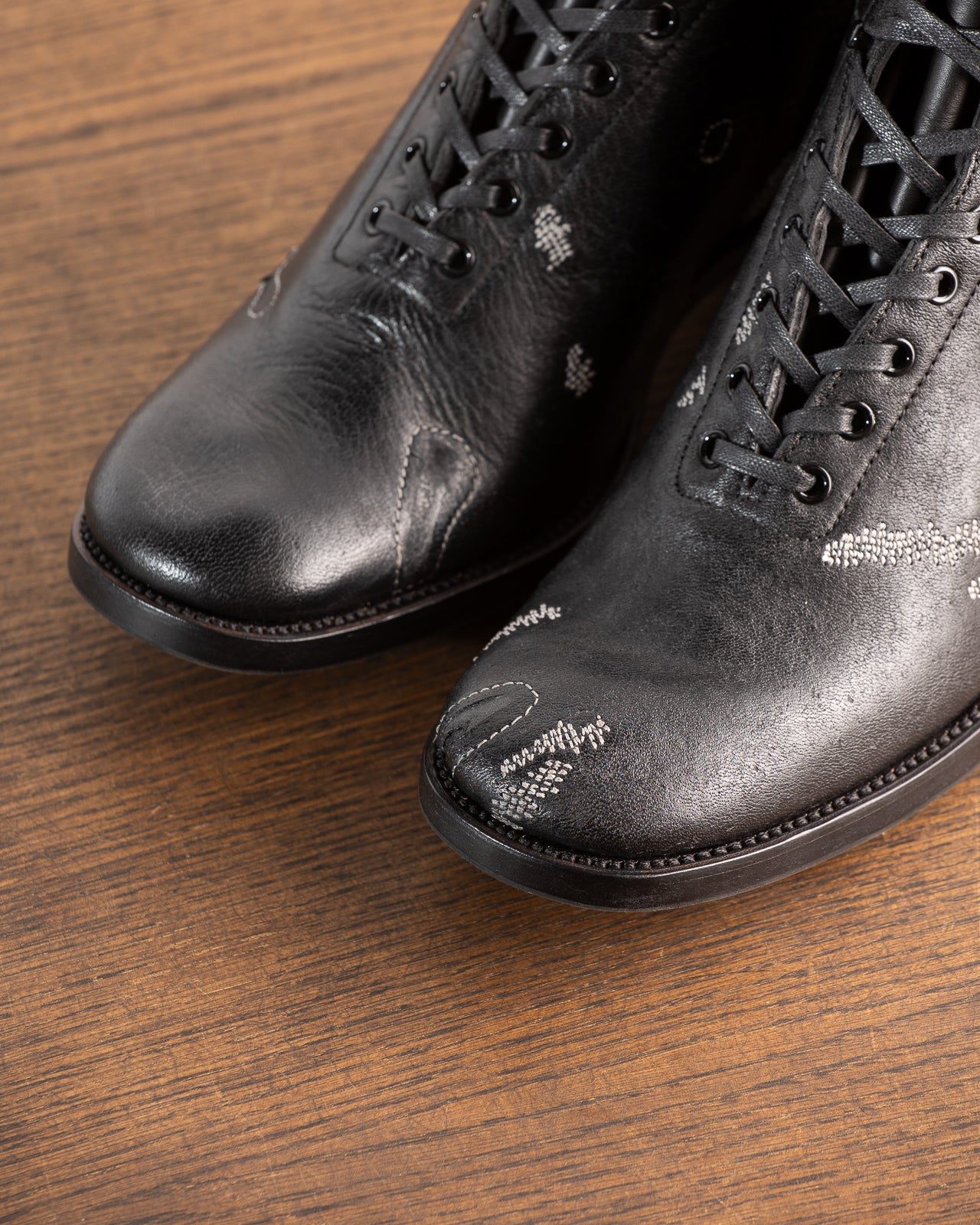 DITWOL Milne Boots - Black Patchwork Deerskin - FR WIDE Last 14 DITWOL Milne Boots - Black Patchwork Deerskin - FR WIDE Last