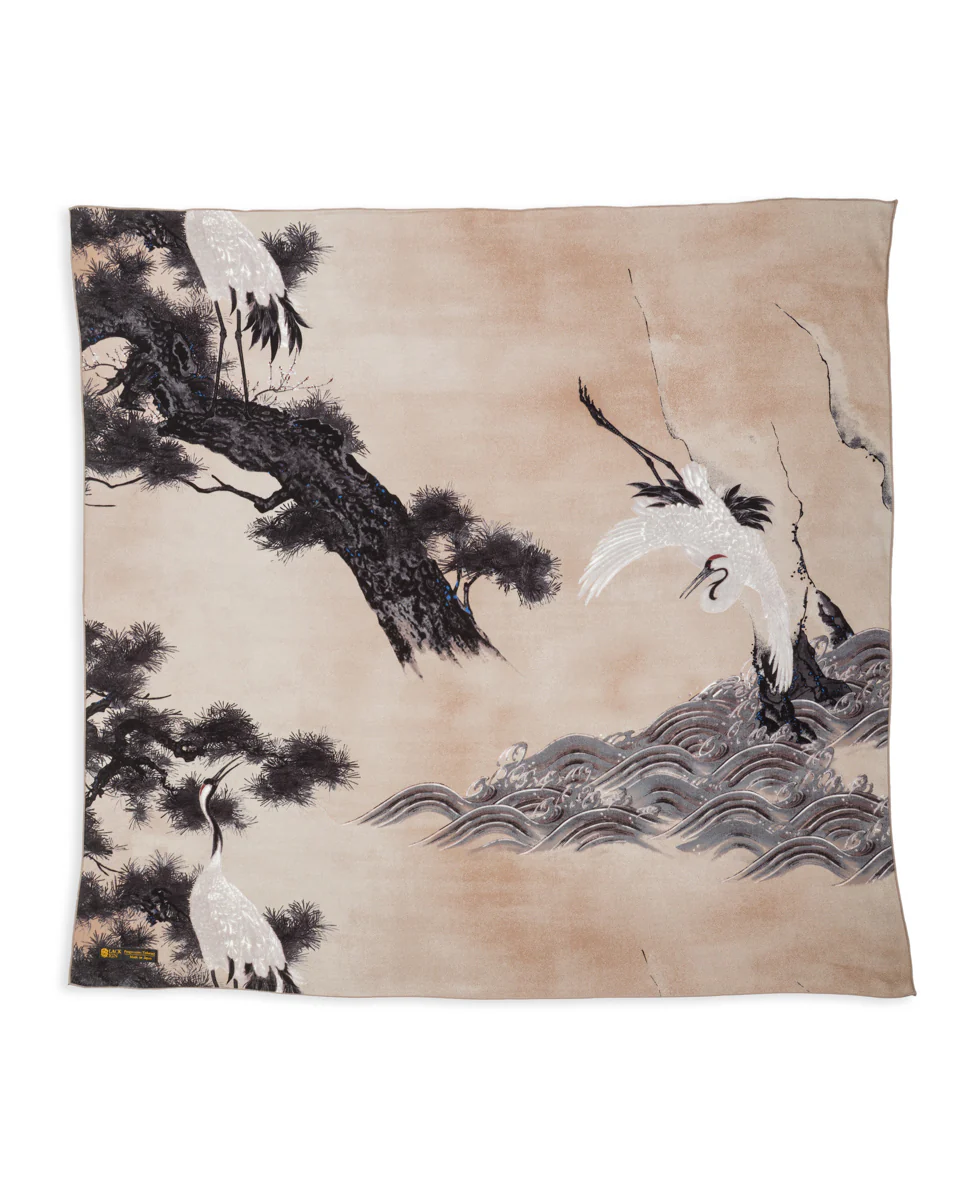 "Jyakuchu Ito" Scarf - Hakutsuru-Zu