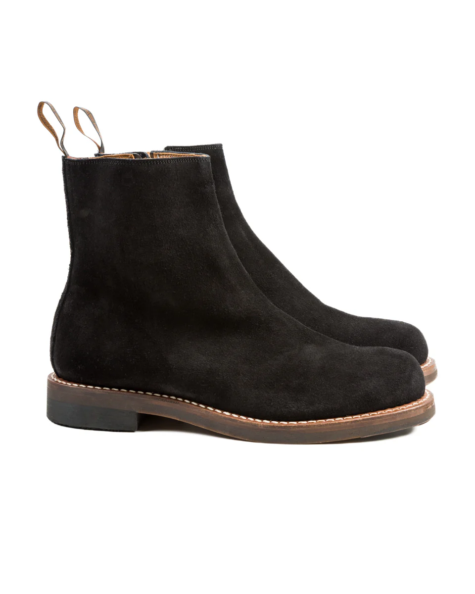 Casper Side Zip Boot - Black Oiled Suede