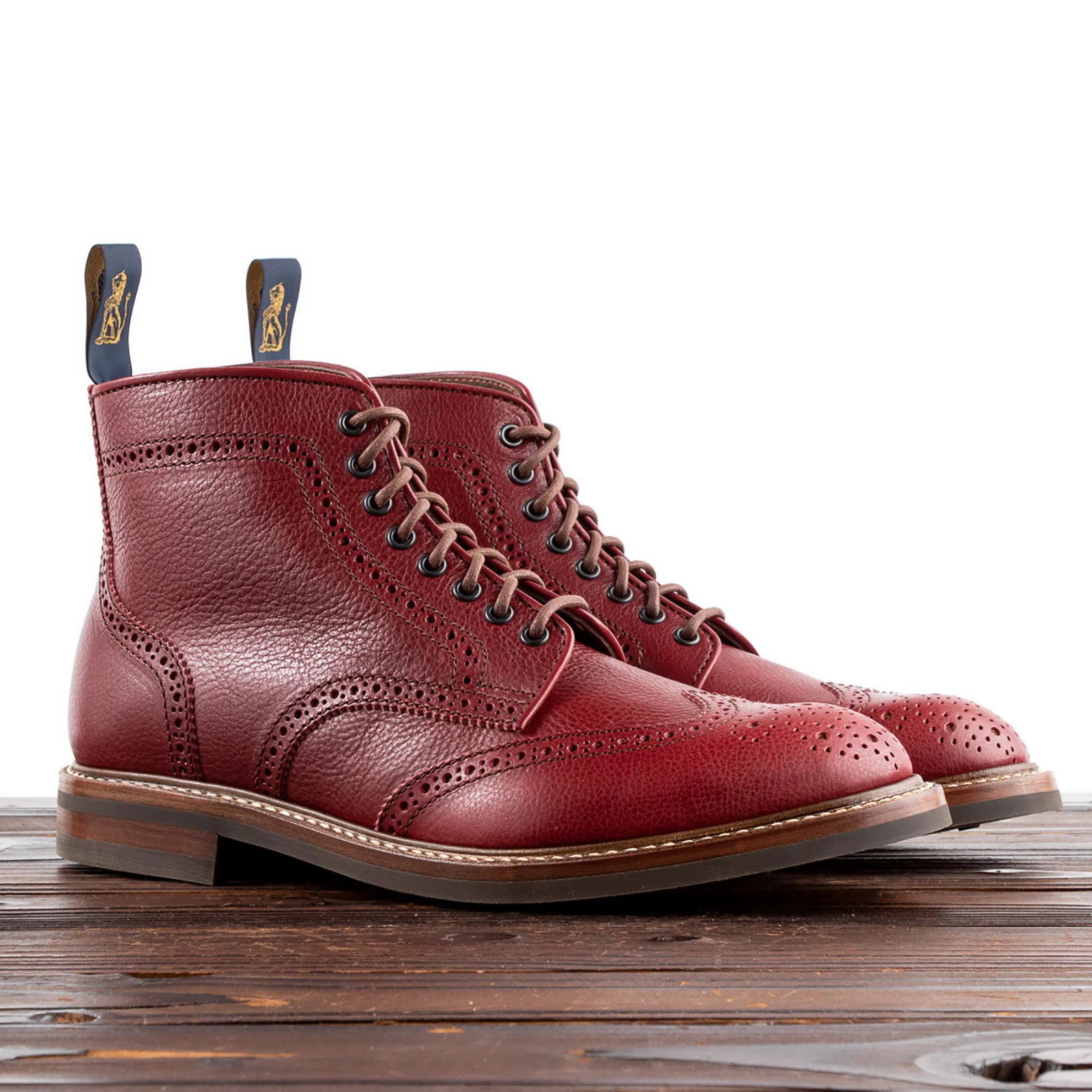 Glover Brogue Boots - Burgundy Vacchetta