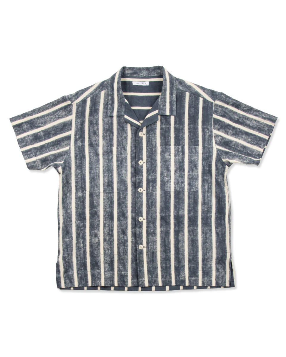 Lake Camp Shirt Jac - Reversible Indigo Bold Stripe 1 Lake Camp Shirt Jac - Reversible Indigo Bold Stripe