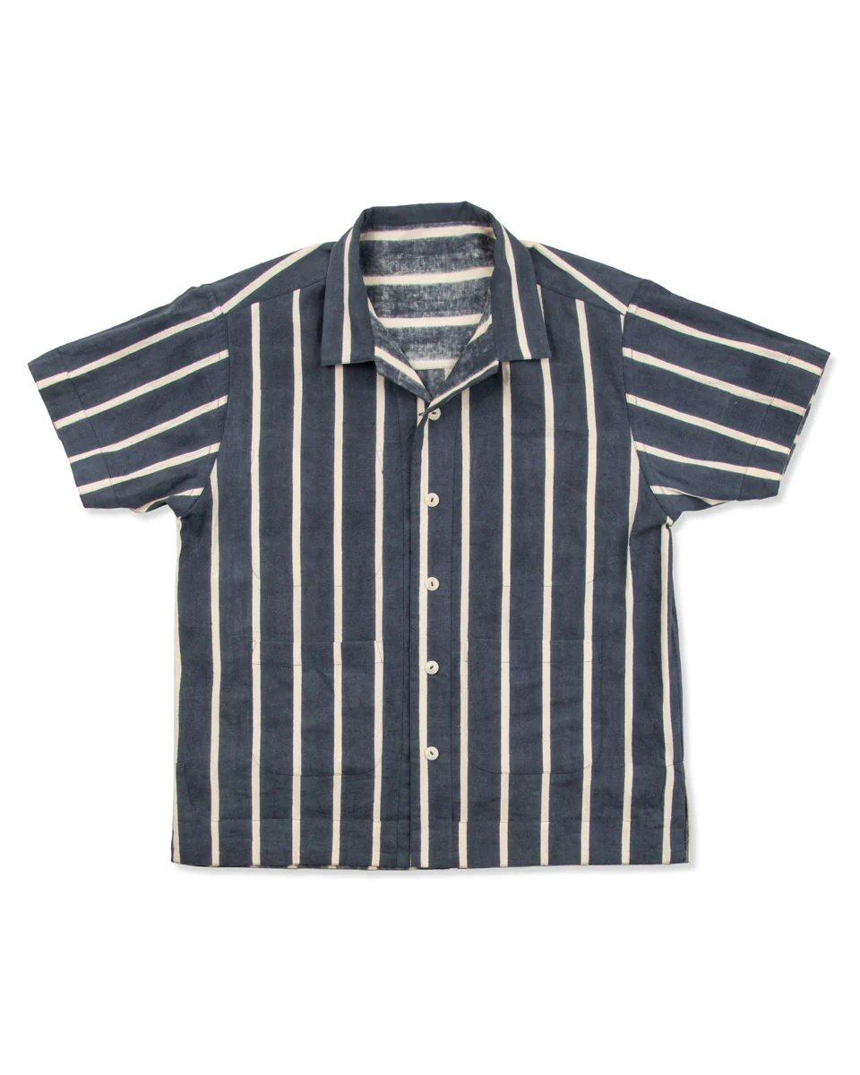Lake Camp Shirt Jac - Reversible Indigo Bold Stripe 2 Lake Camp Shirt Jac - Reversible Indigo Bold Stripe