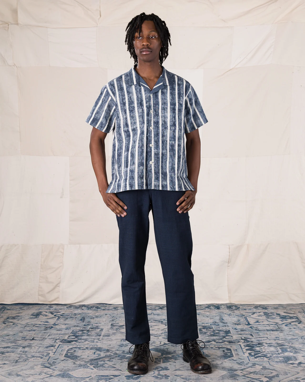 Lake Camp Shirt Jac - Reversible Indigo Bold Stripe 3 Lake Camp Shirt Jac - Reversible Indigo Bold Stripe