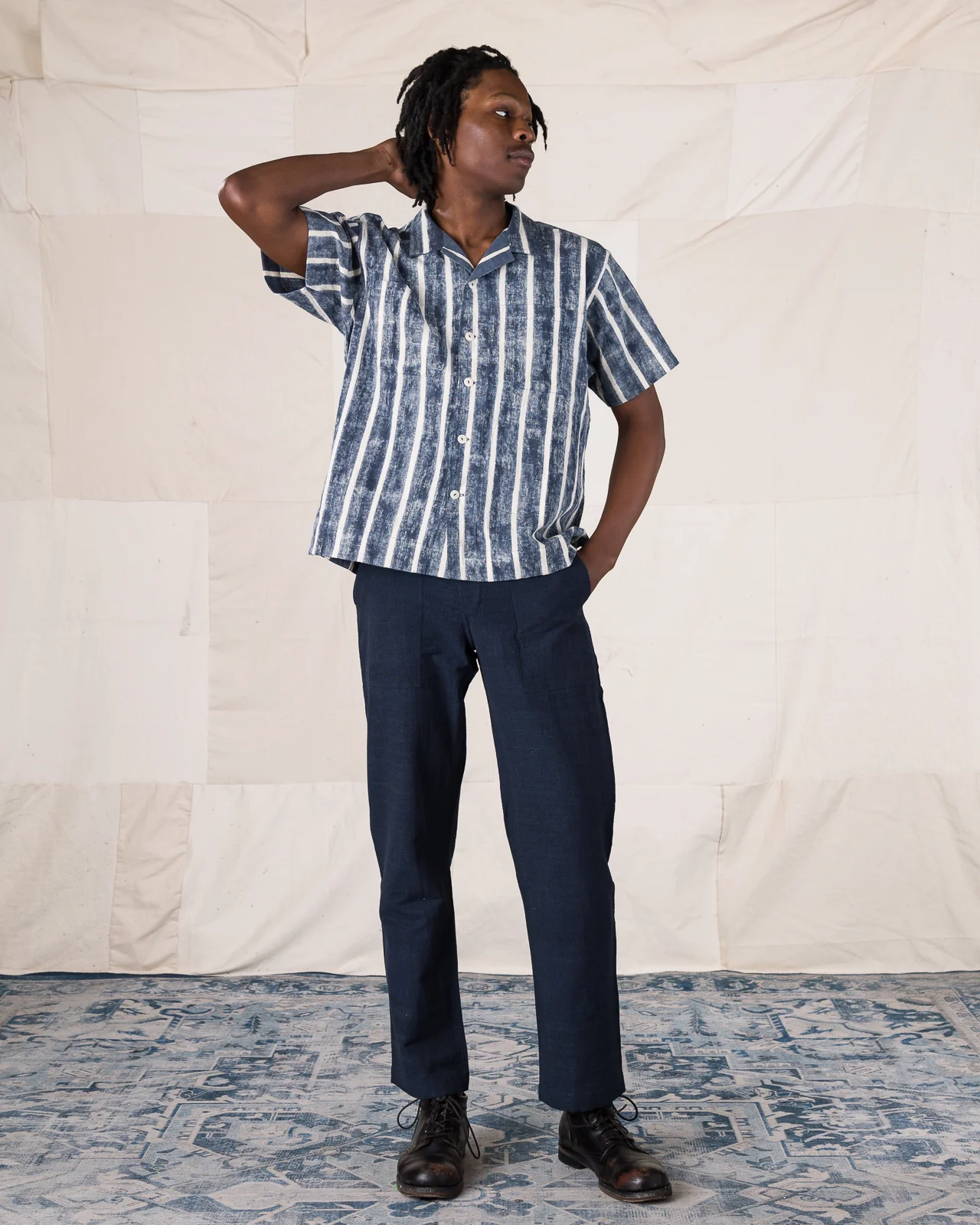 Lake Camp Shirt Jac - Reversible Indigo Bold Stripe 4 Lake Camp Shirt Jac - Reversible Indigo Bold Stripe