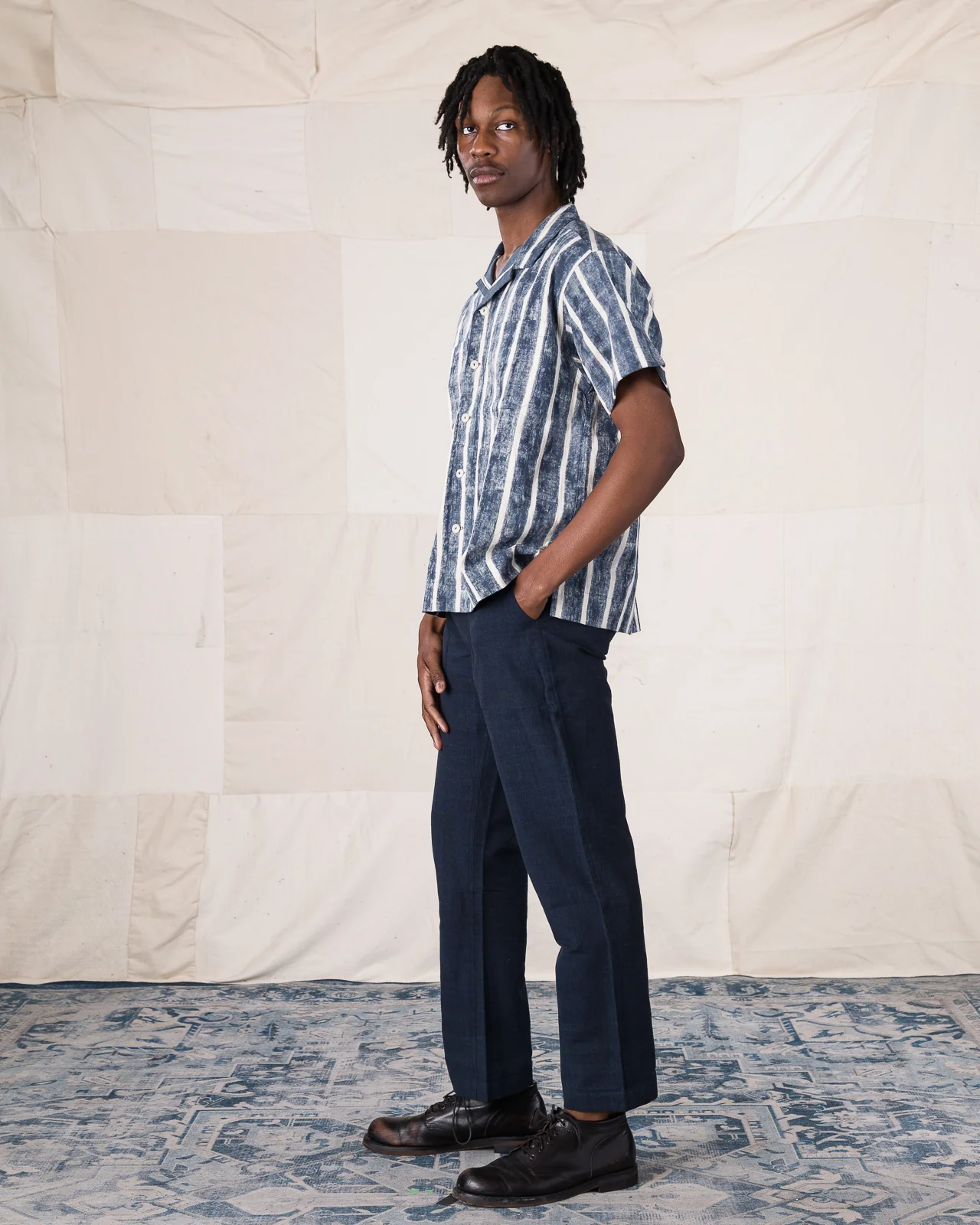 Lake Camp Shirt Jac - Reversible Indigo Bold Stripe 5 Lake Camp Shirt Jac - Reversible Indigo Bold Stripe
