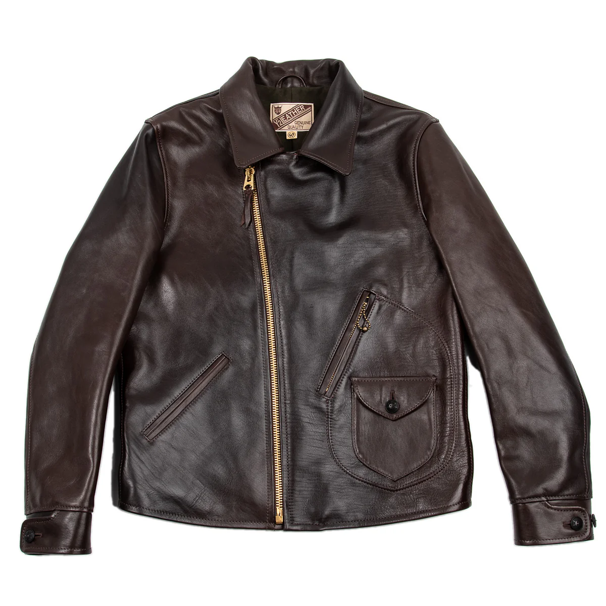Black Hand Dyed Horsehide Double Rider Jacket (HR-56) 13 Black Hand Dyed Horsehide Double Rider Jacket (HR-56)