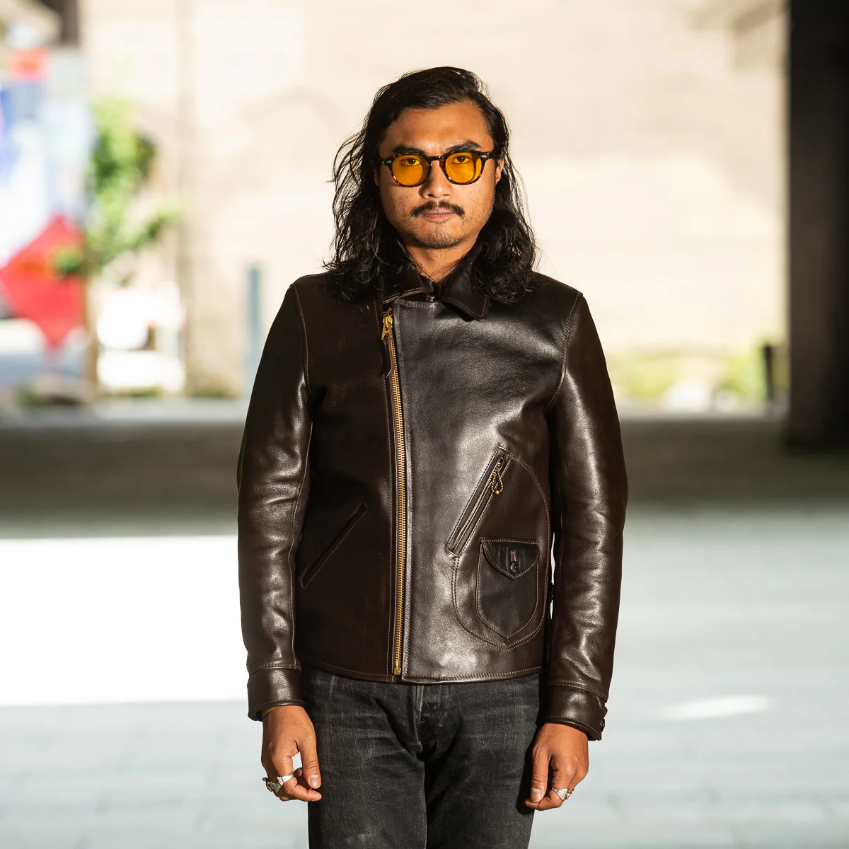 Black Hand Dyed Horsehide Double Rider Jacket (HR-56) 6 Black Hand Dyed Horsehide Double Rider Jacket (HR-56)