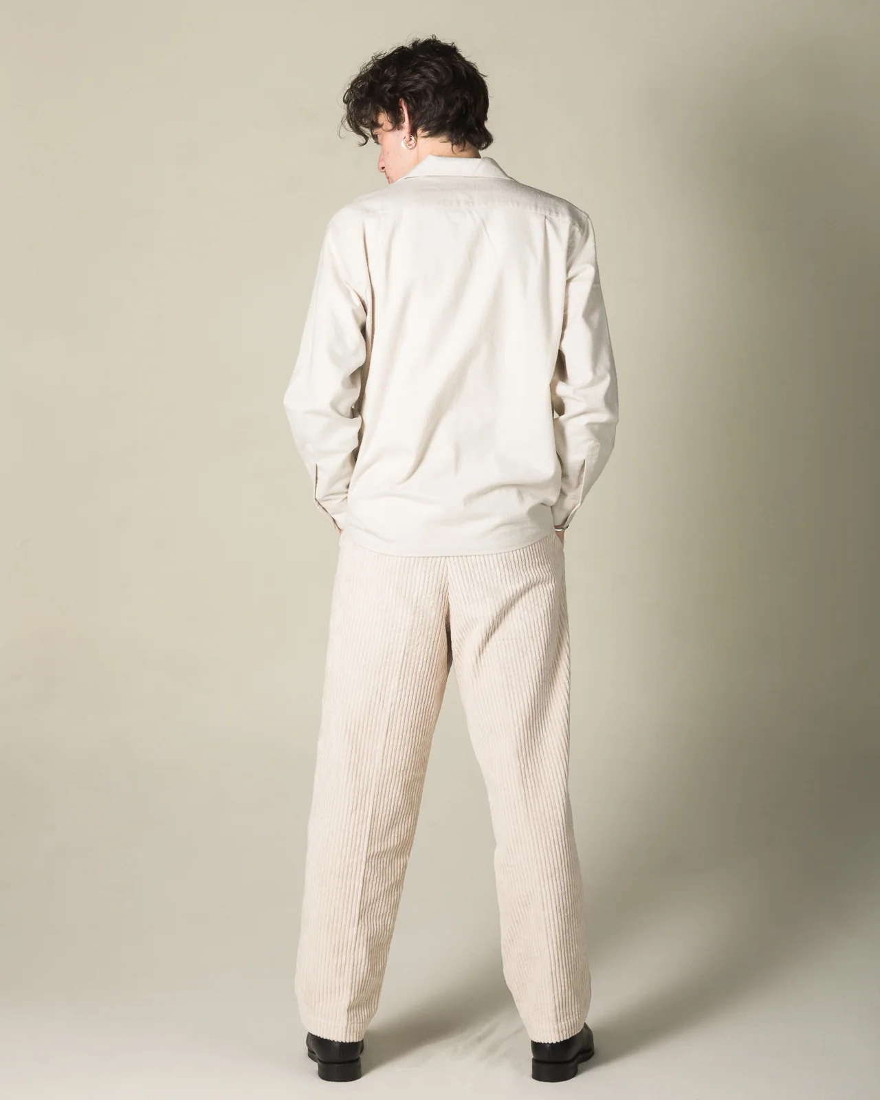Double Pleats Trousers - White Wide Wale Corduroy 5 Double Pleats Trousers - White Wide Wale Corduroy